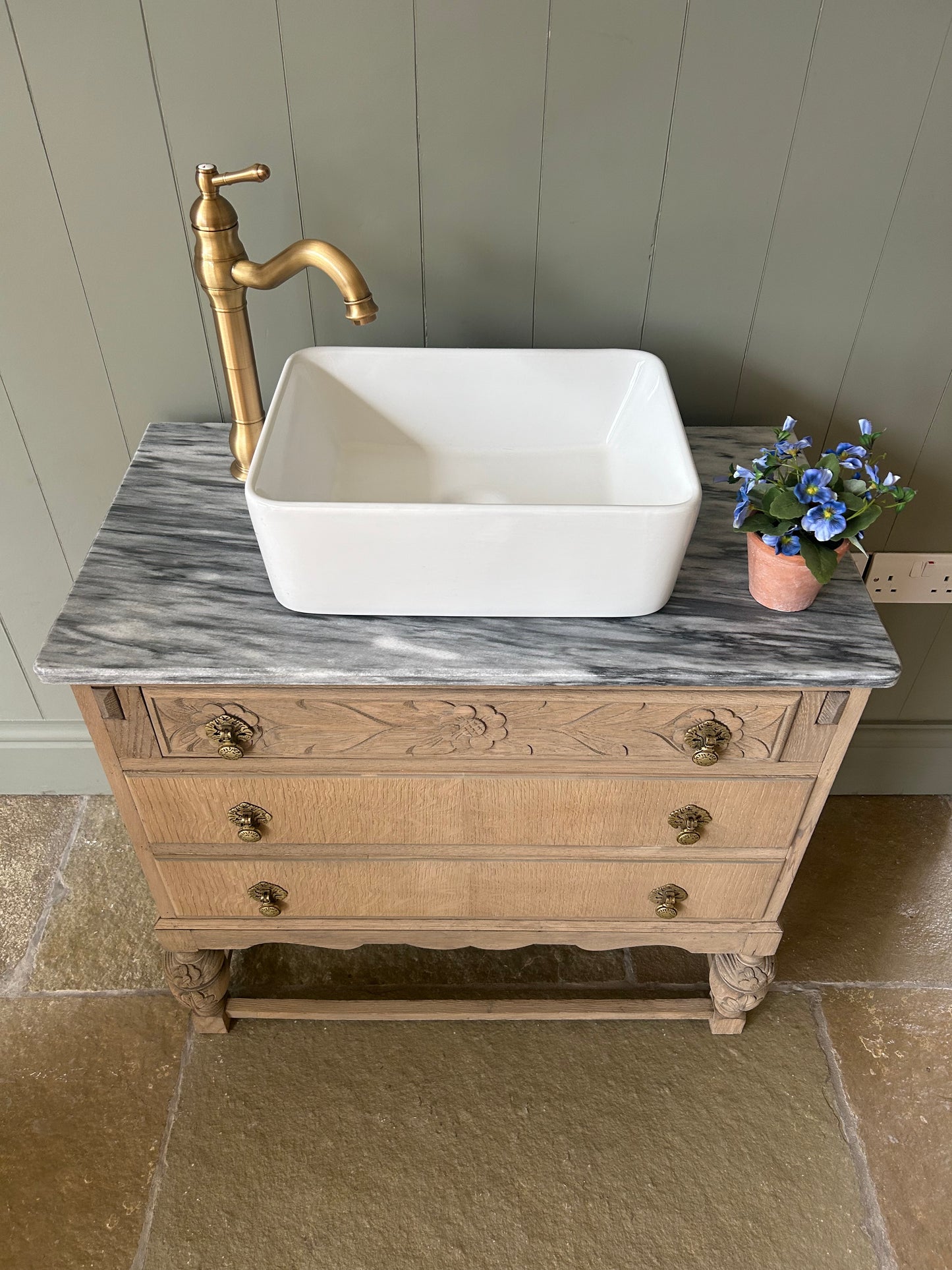 Vintage Vanity Sink with Marble Top
