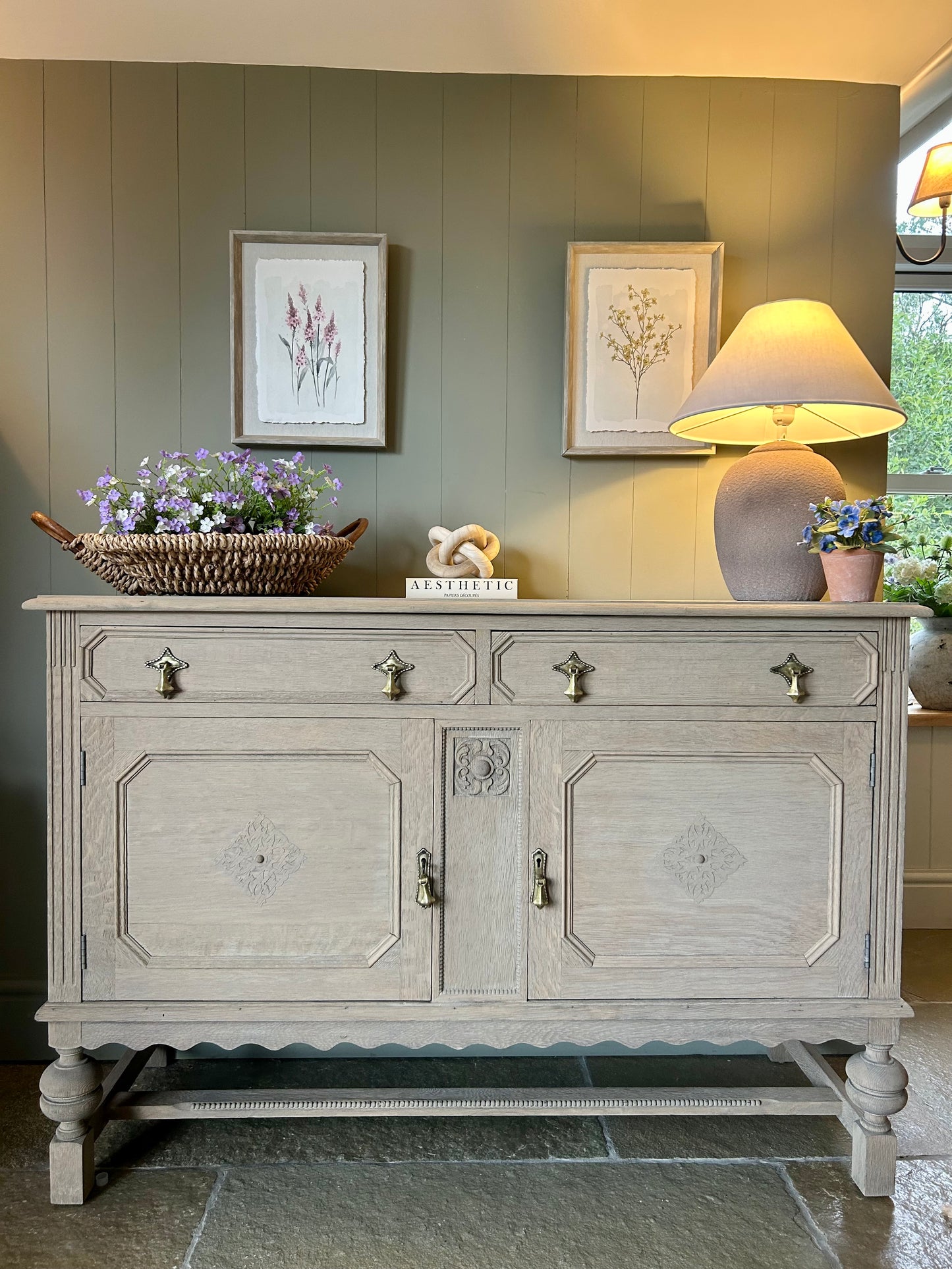 Vintage Weathered Oak Sideboard