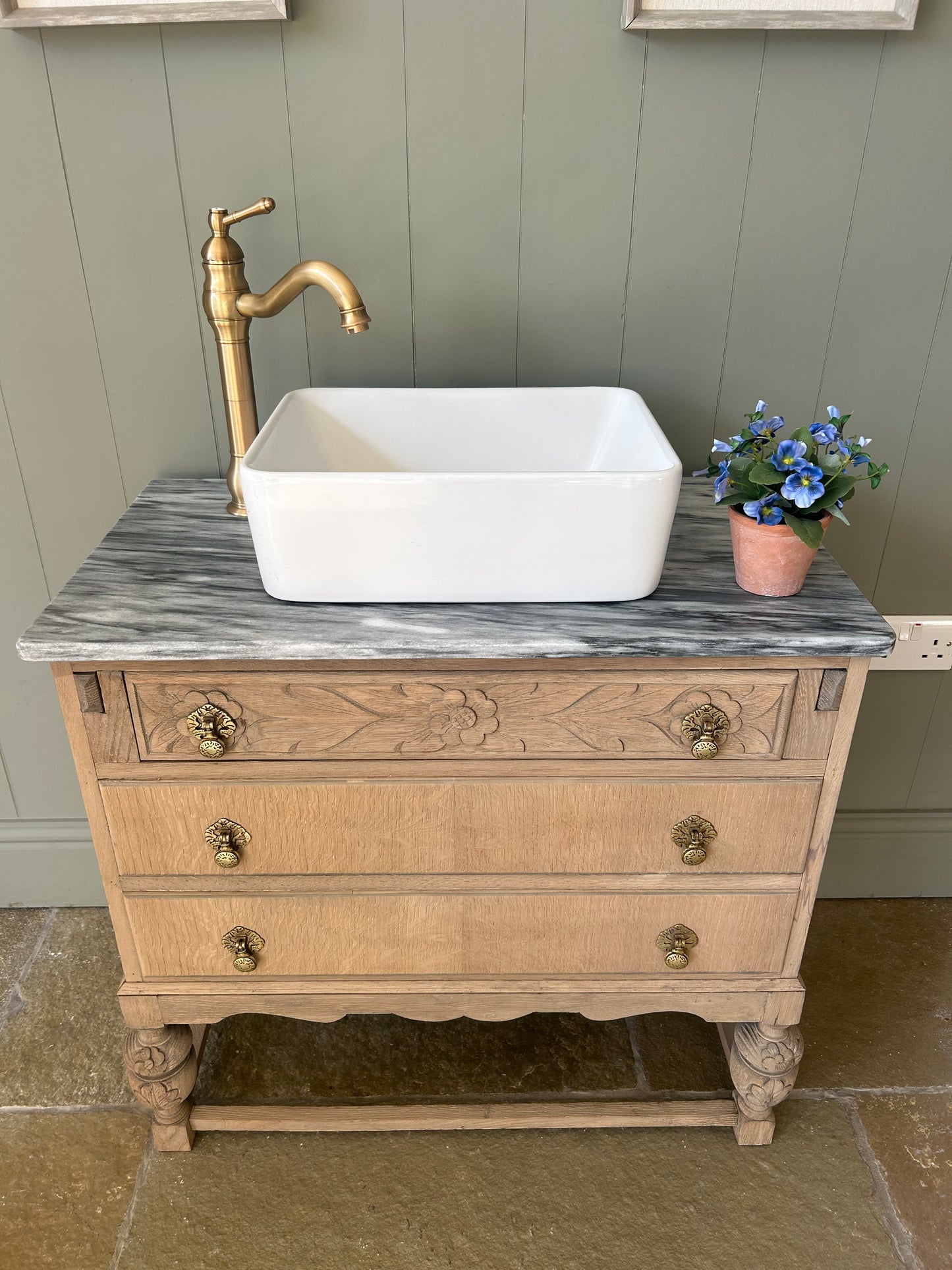 Vintage Vanity Sink with Marble Top