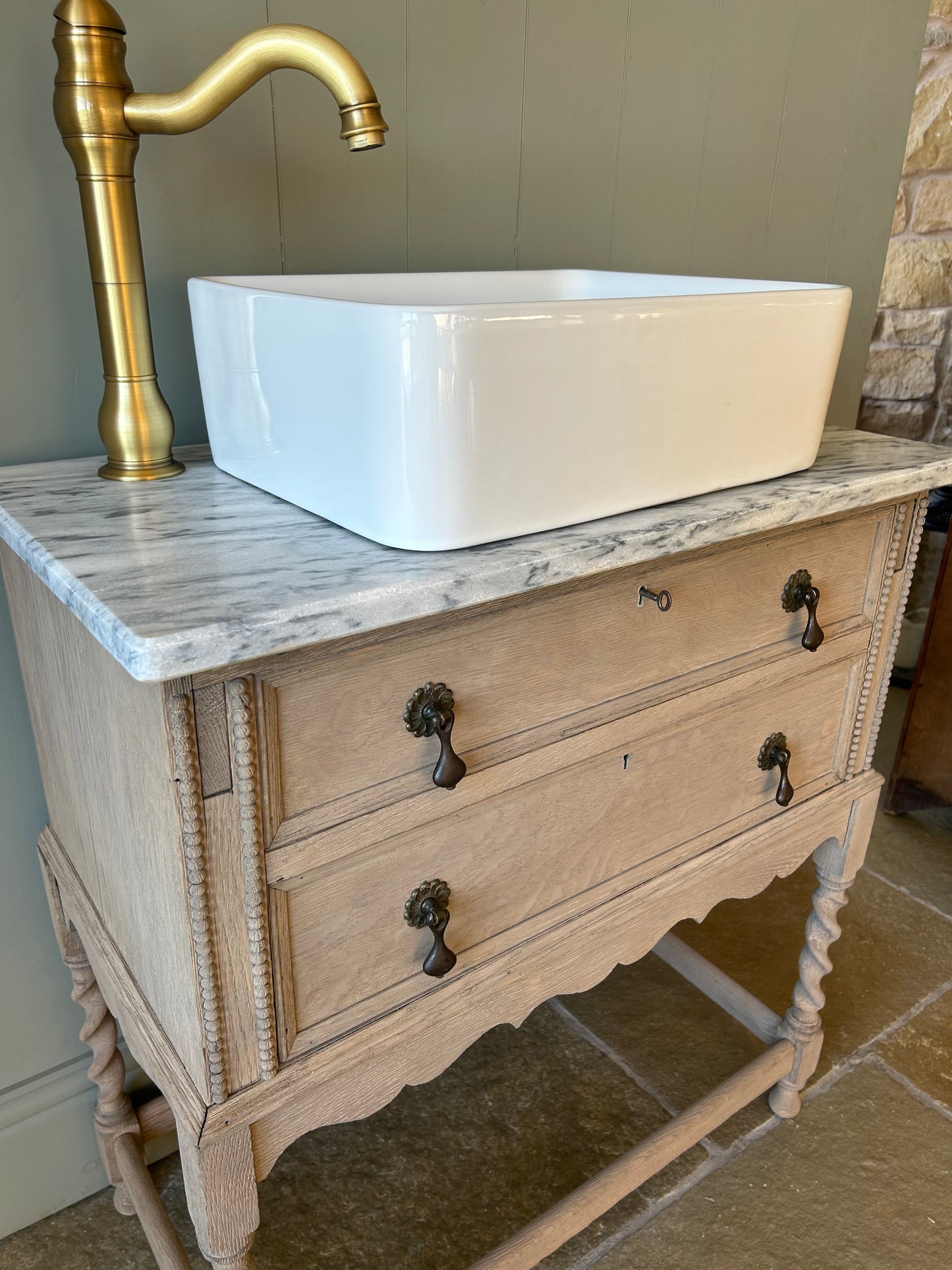 Vintage Oak Vanity Sink
