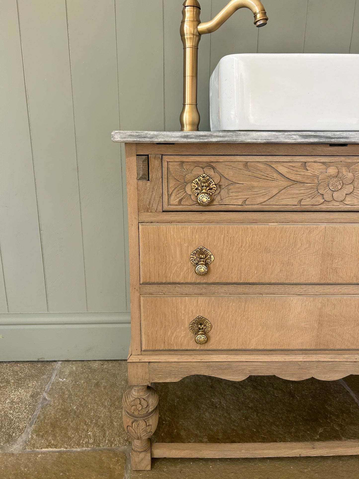 Vintage Vanity Sink with Marble Top