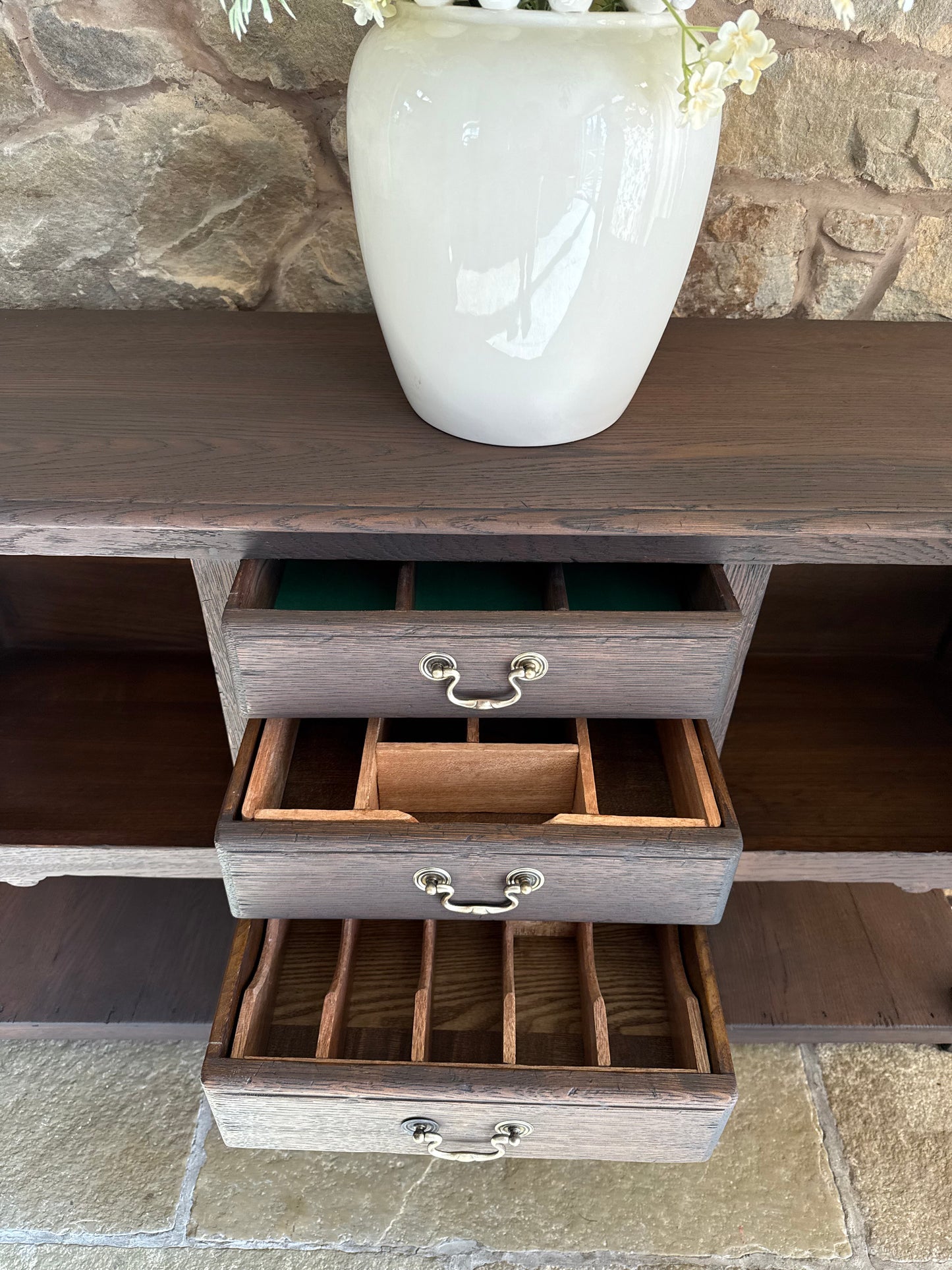 Antique Solid Oak Console Table