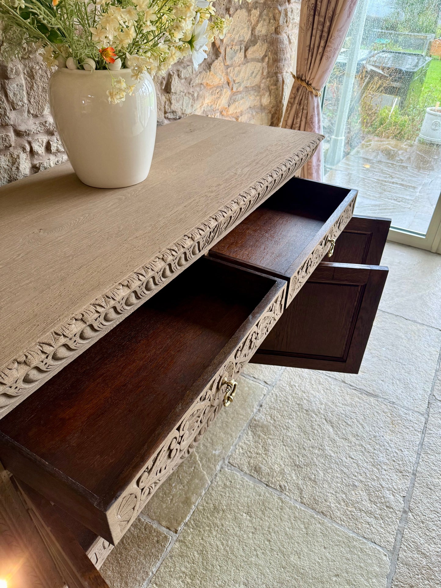 Beautiful Antique Carved Solid Oak Sideboard