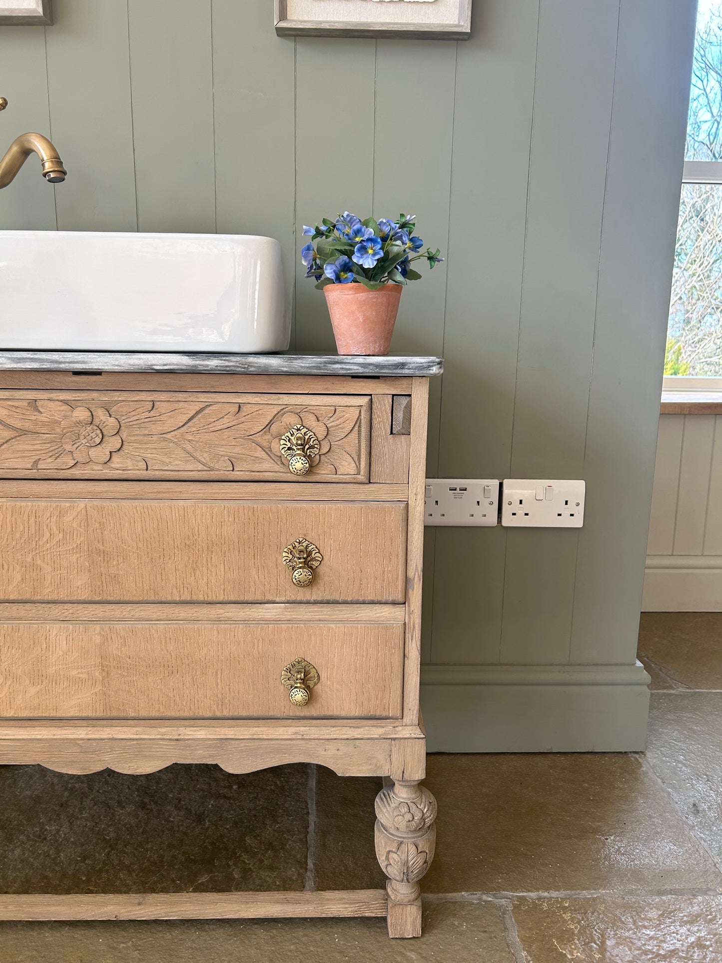 Vintage Vanity Sink with Marble Top