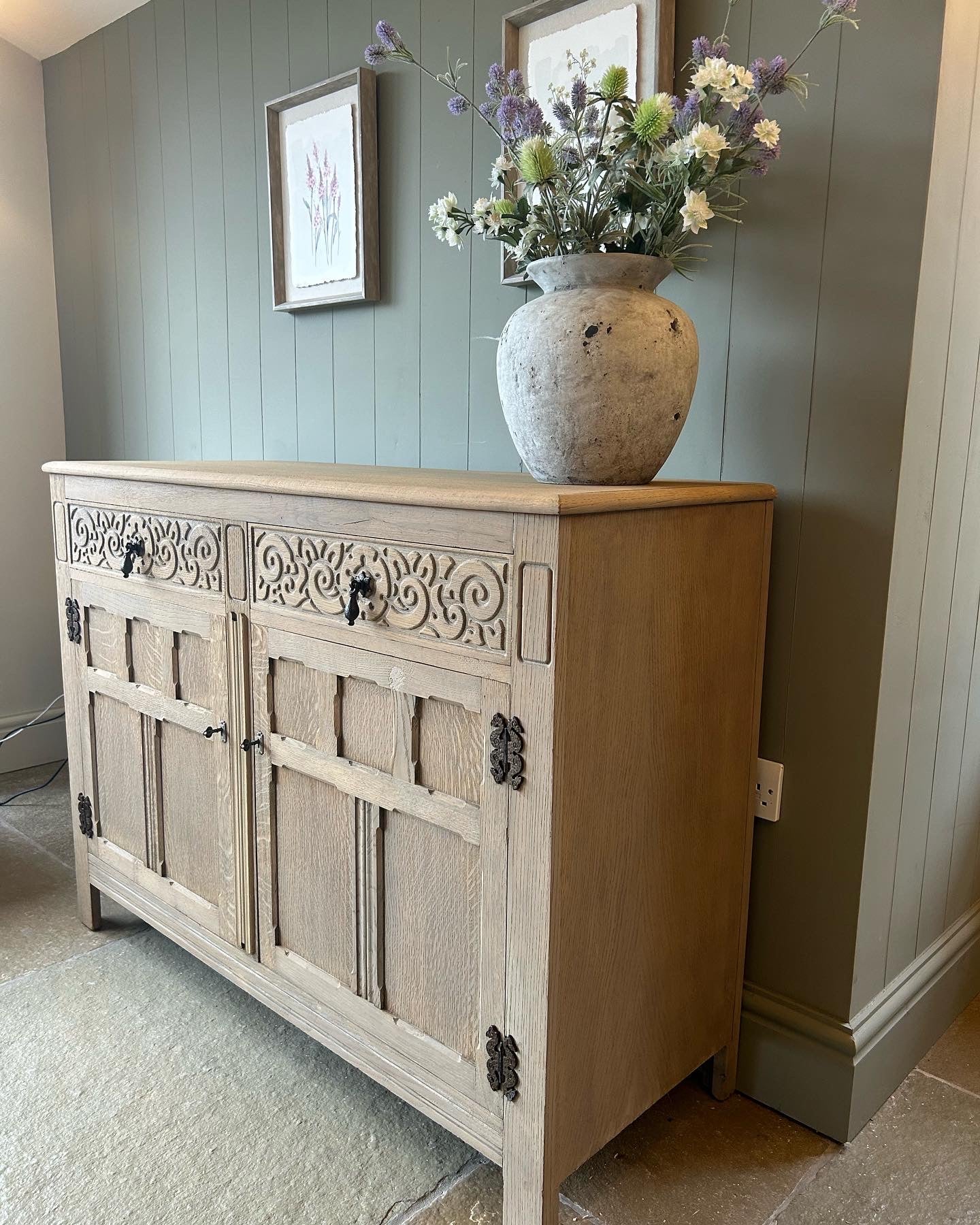 Vintage Weathered Oak Sideboard