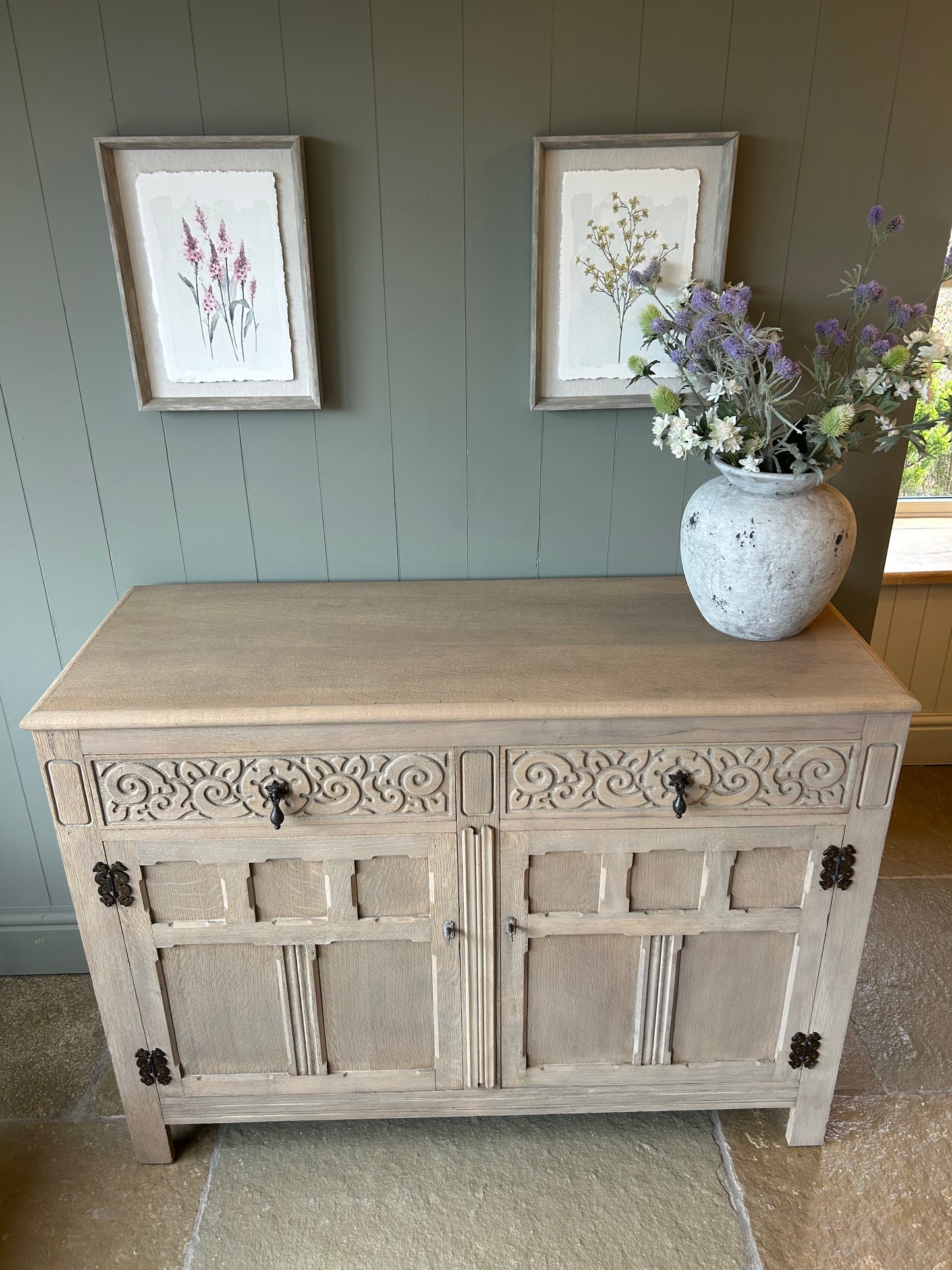 Vintage Weathered Oak Sideboard