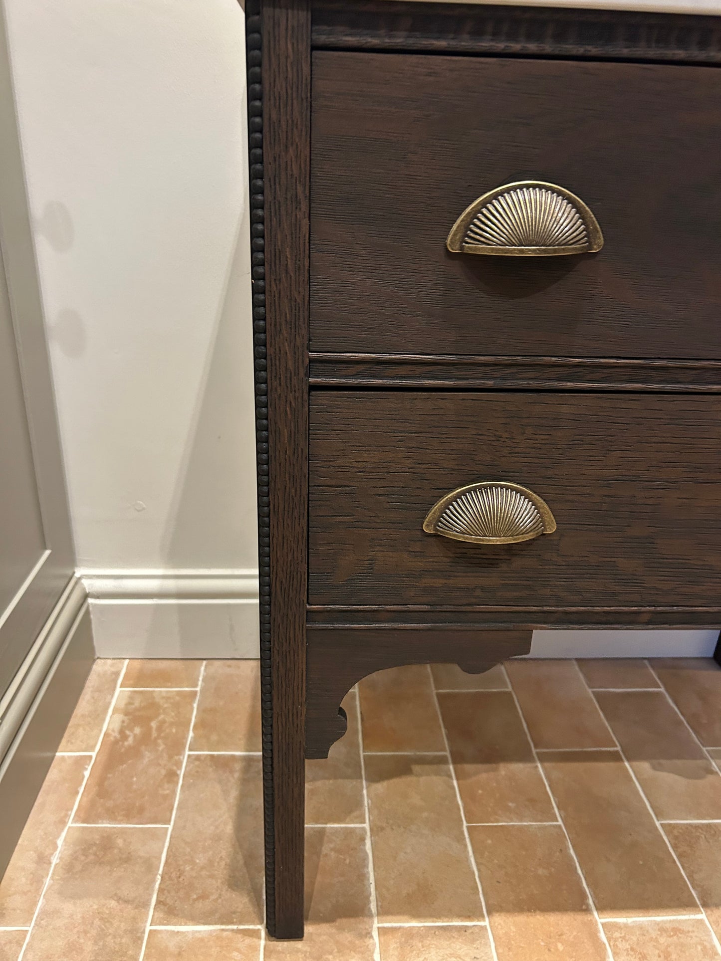 Small Vanity Sink with quartz top, Upstand and countertop basin 69.5cm wide