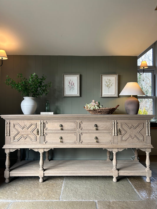 Large Weathered Oak Console Sideboard by Waring and Gillows of Lancaster