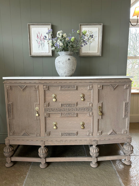 Marble Topped Vintage Sideboard. Medium Sized