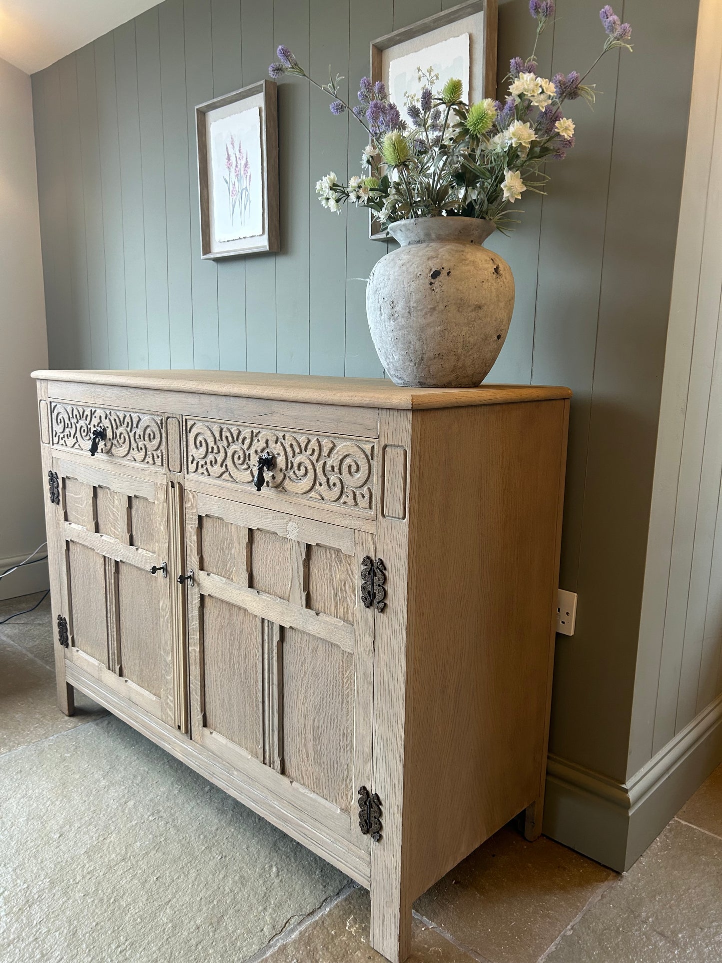 Vintage Weathered Oak Sideboard