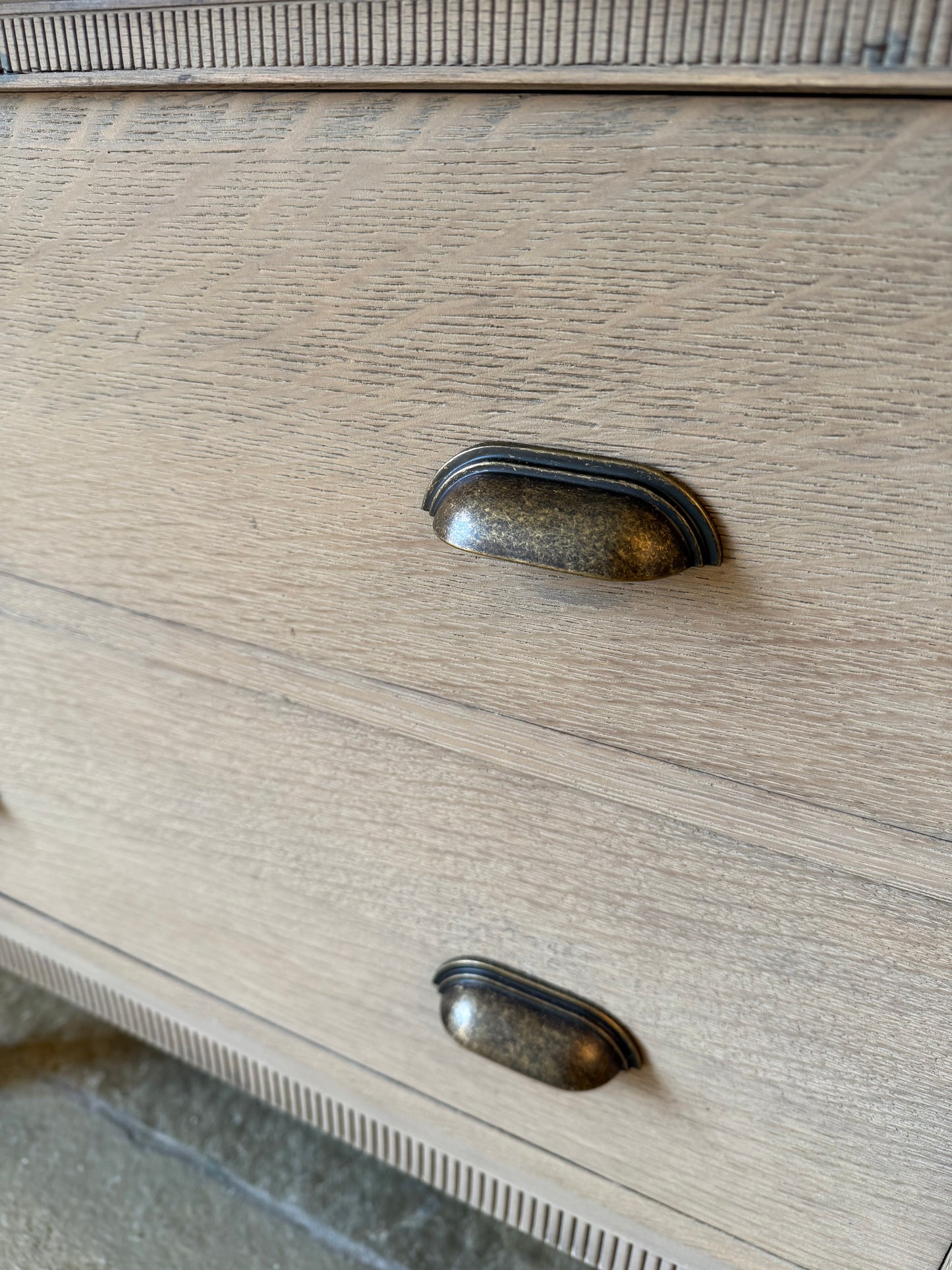 Single Vintage Oak Vanity finished in a Weathered Light Oak, Carrara Quartz Top, Upstand and basin. (79cm wide)