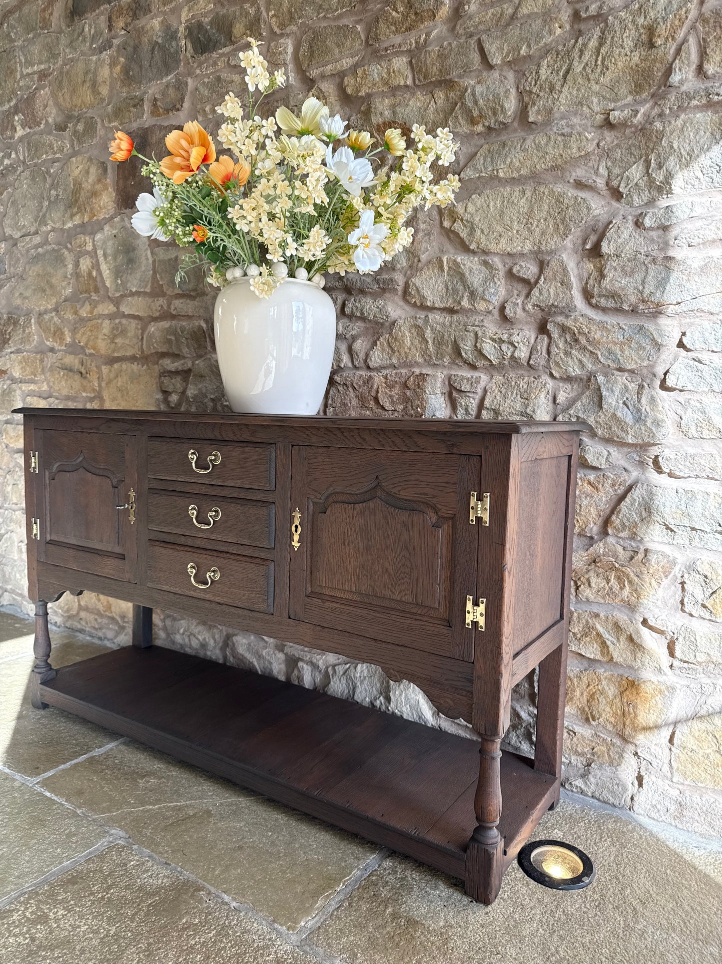 Antique Solid Oak Console Table