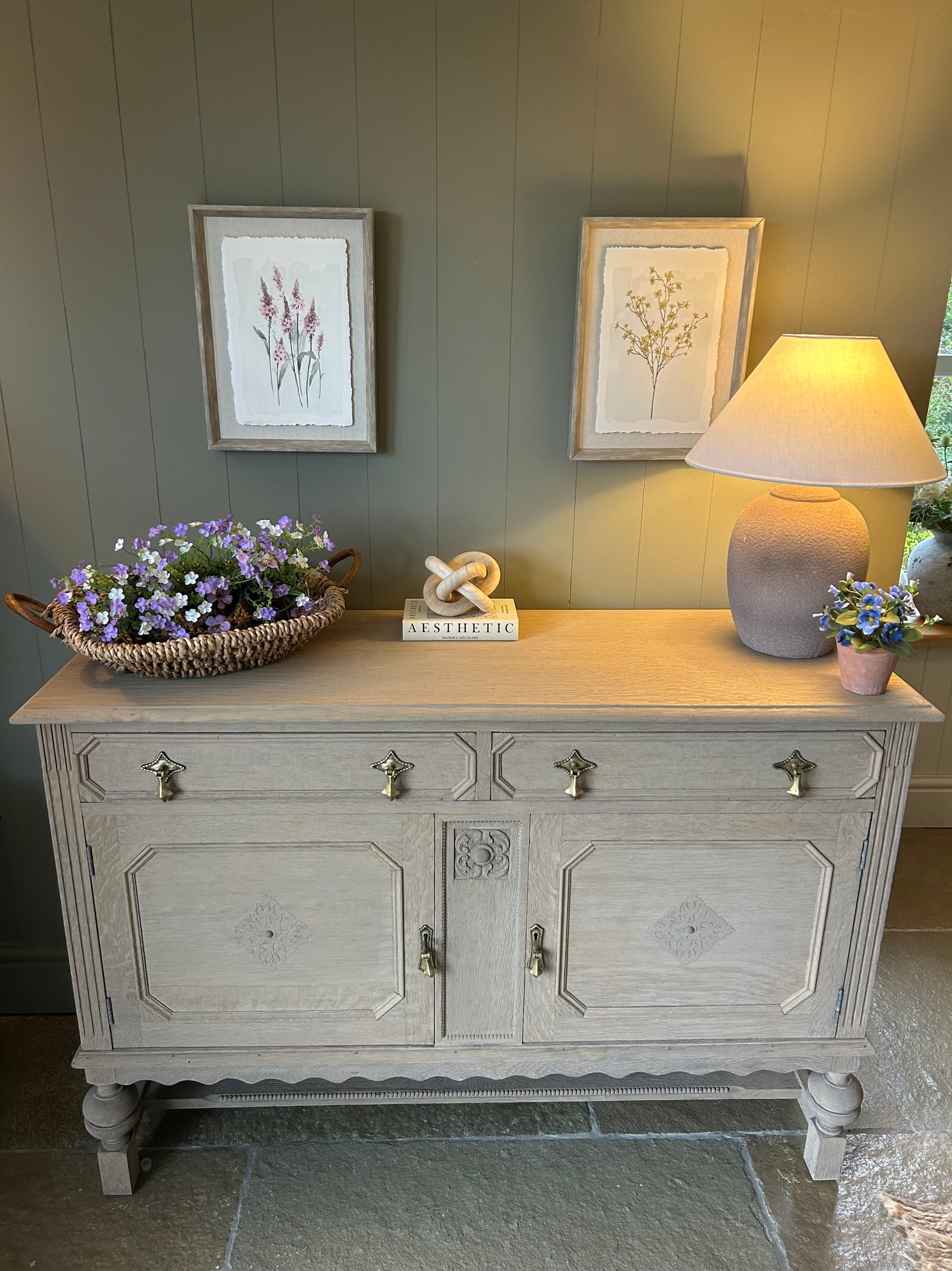 Vintage Weathered Oak Sideboard
