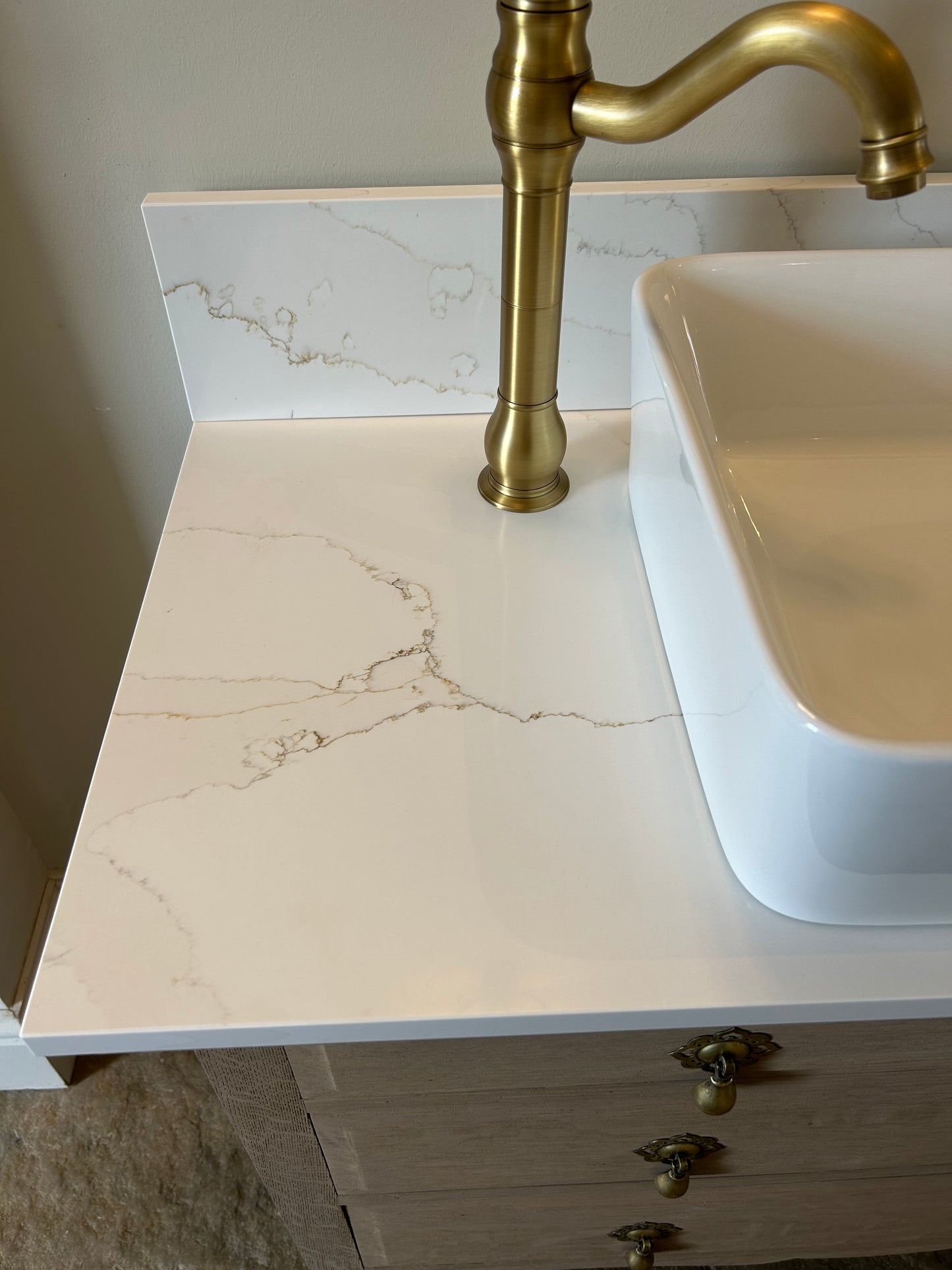 Large Single Marble Topped Vanity Sink 108cm width