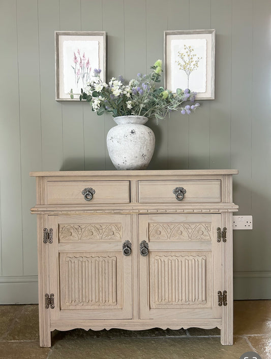 Small Vintage Weathered Oak Sideboard