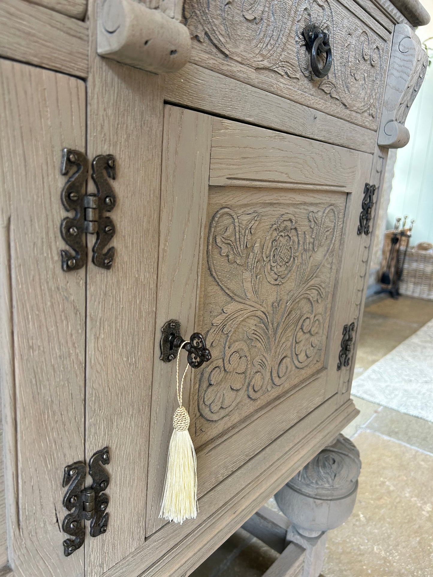 Vintage Weathered Oak Sideboard.