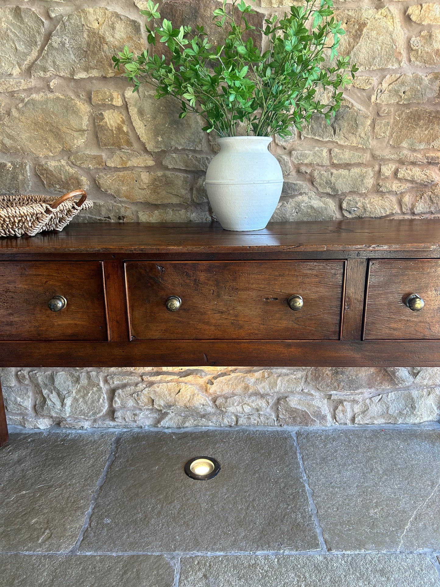 Large Antique Oak Console Table Sideboard