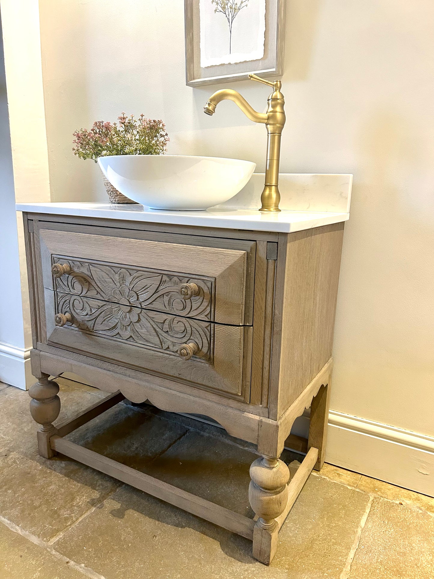 Single Quartz top Vanity Sink 78cm wide