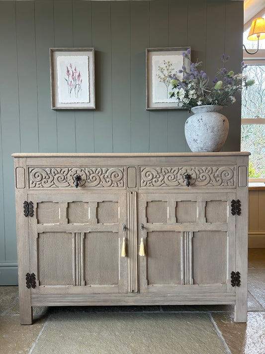 Vintage Weathered Oak Sideboard