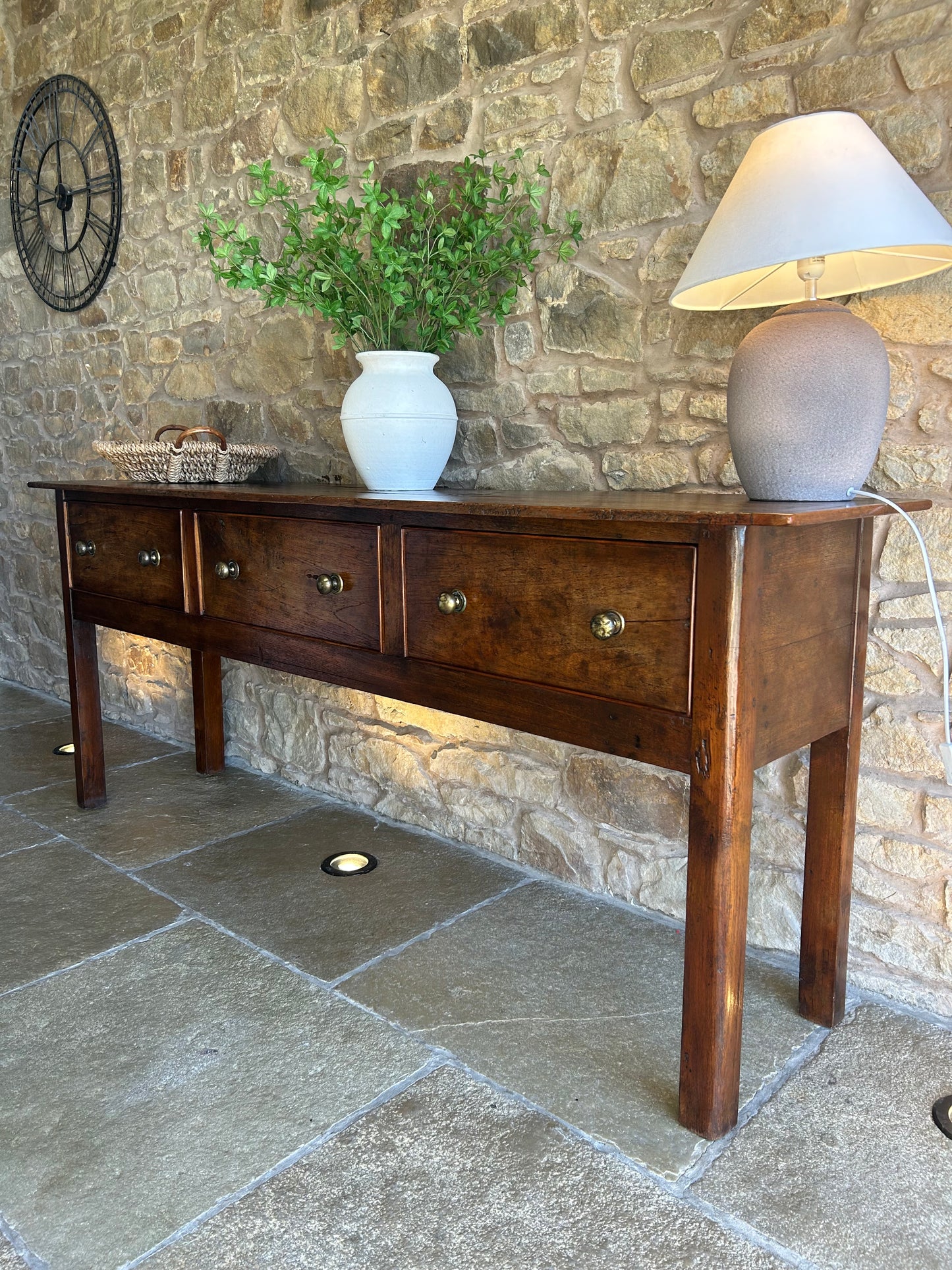 Large Antique Oak Console Table Sideboard