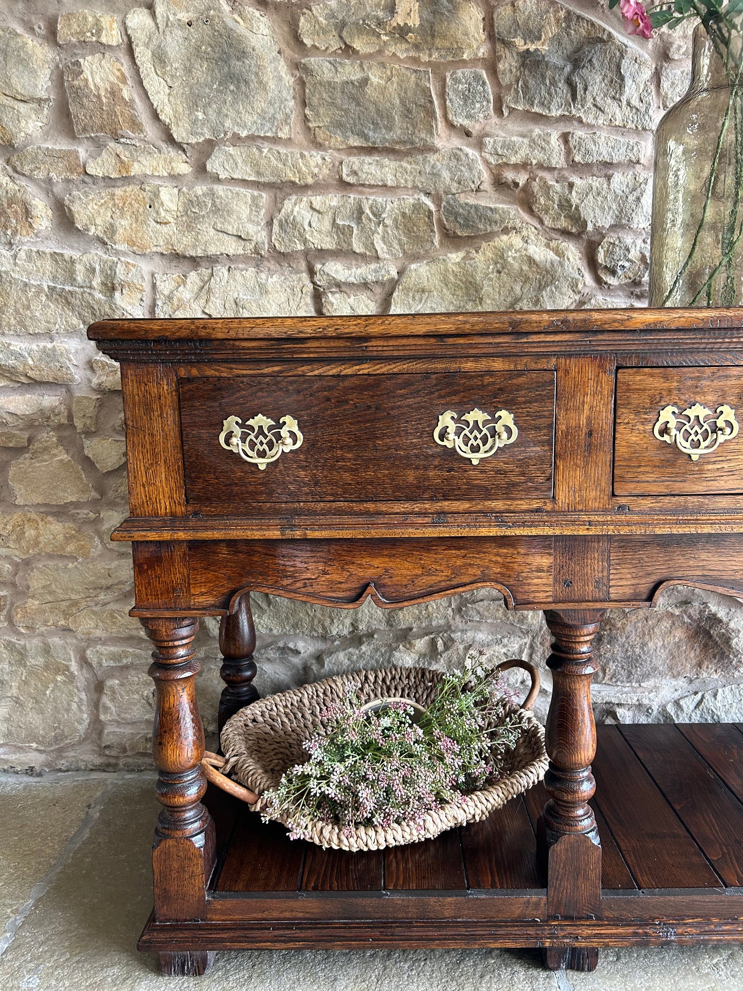 Antique Solid Oak Console Table (153cm wide)