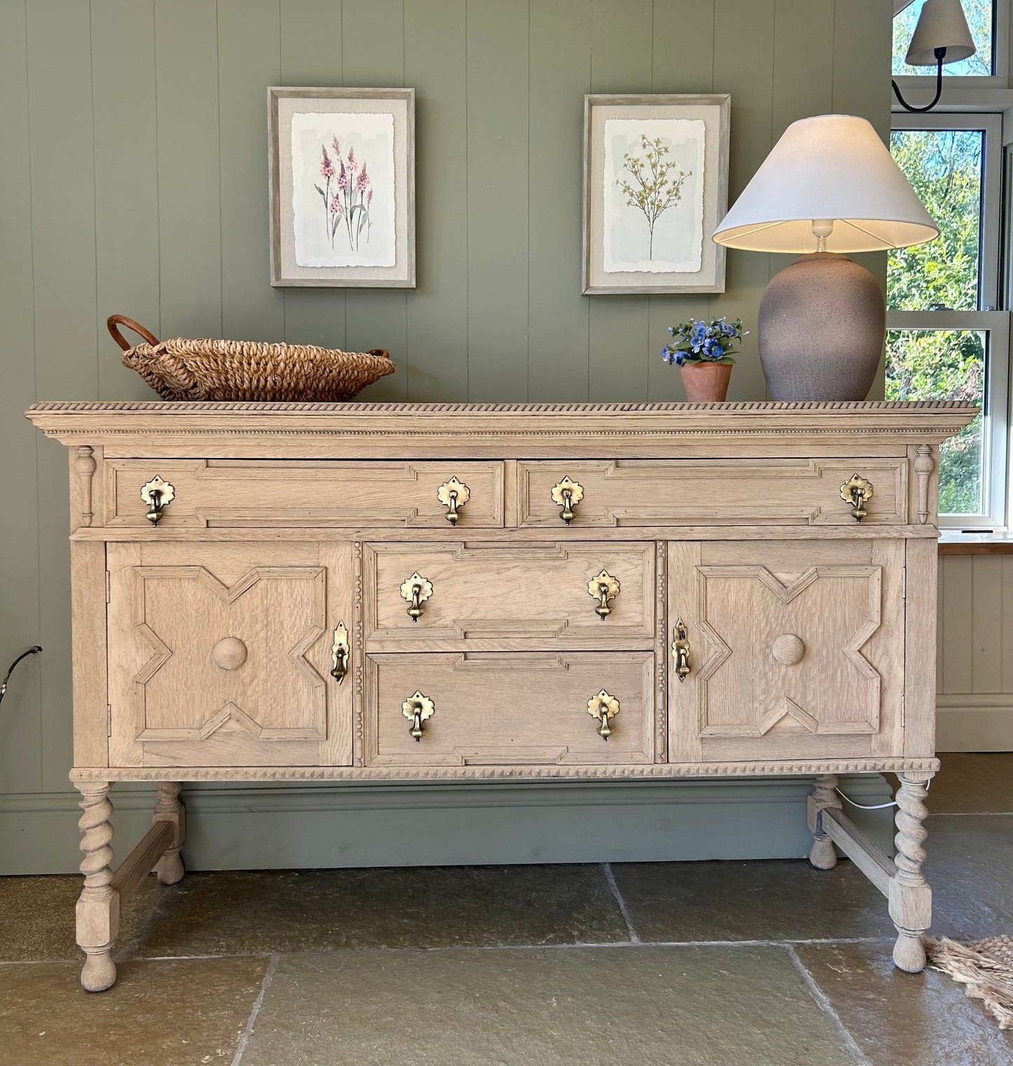 Medium Sized Rustic Raw Oak Sideboard