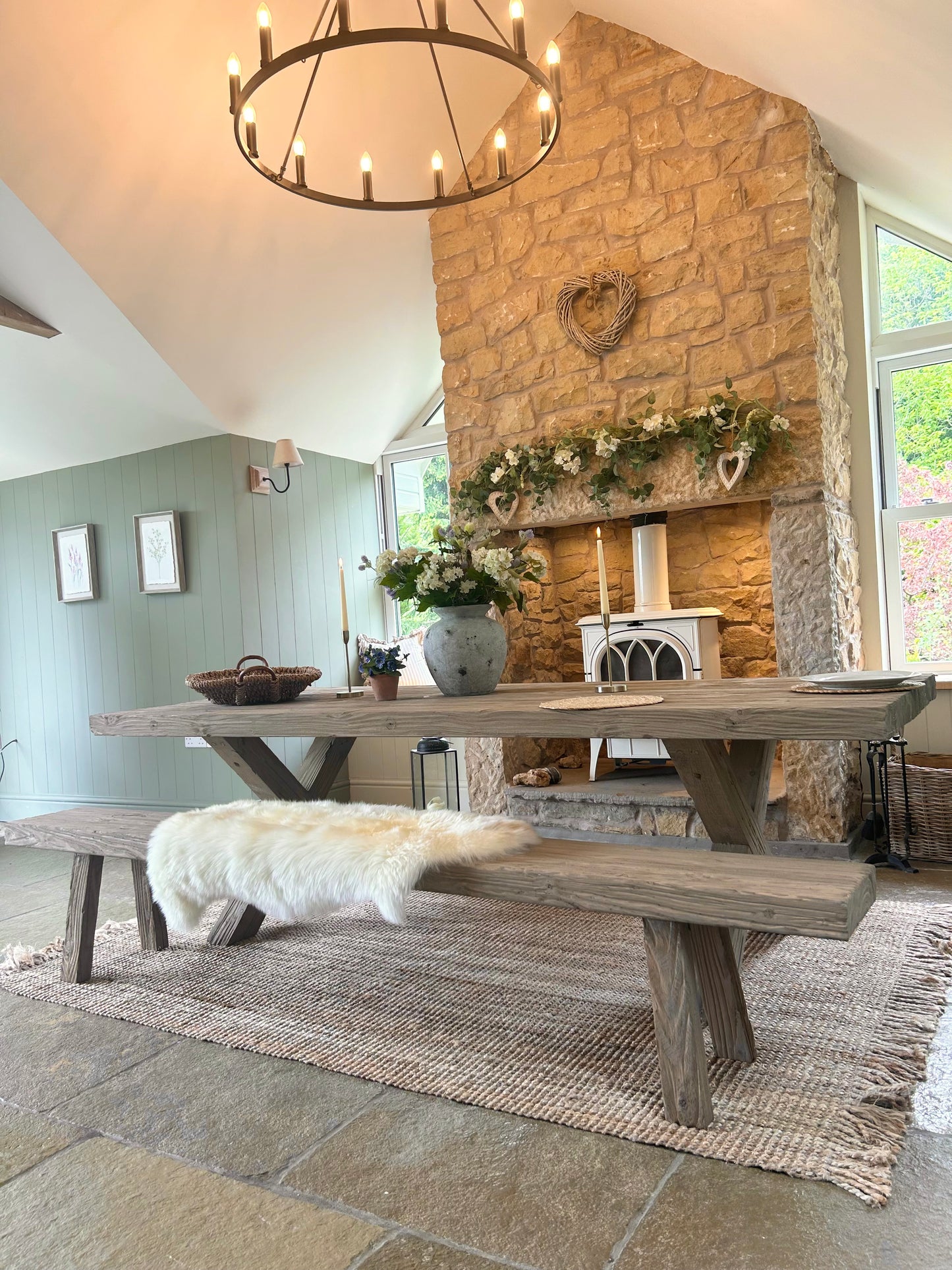 Rustic Dining Table with X leg