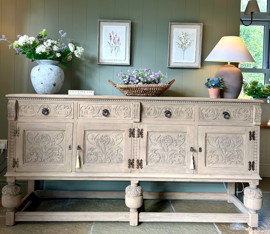 Large Vintage Oak Sideboard finished in a weathered oak