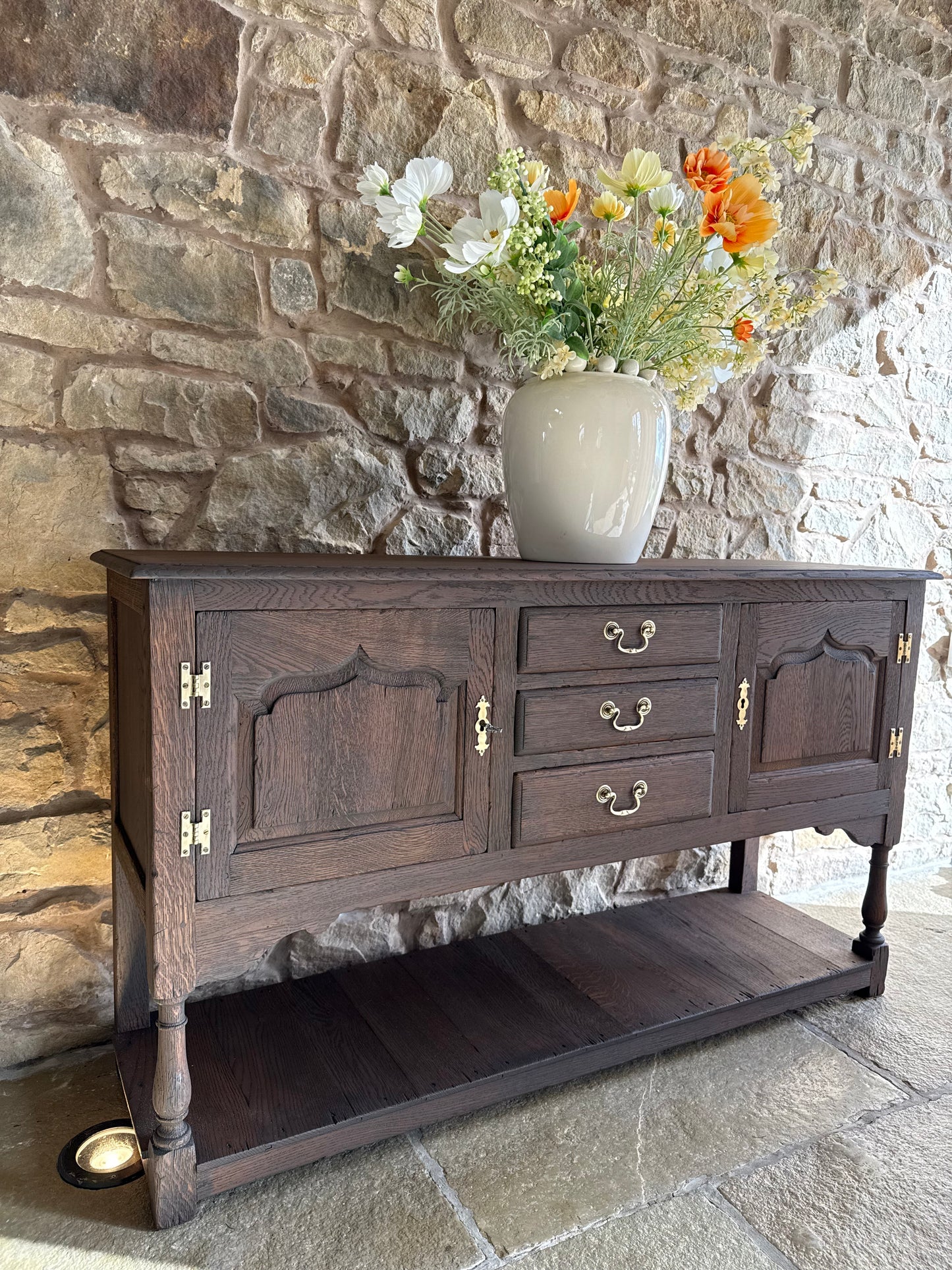 Antique Solid Oak Console Table