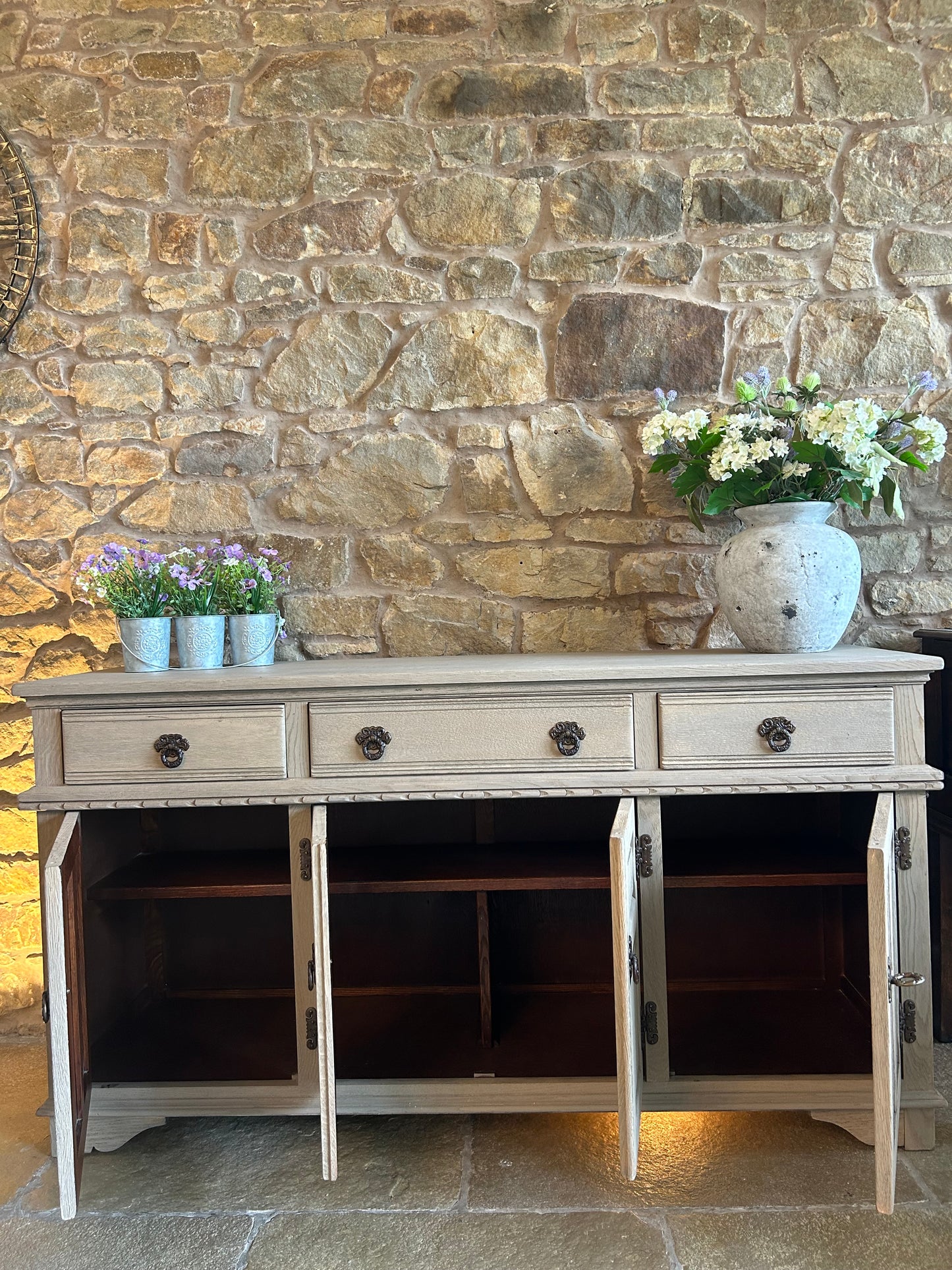 Large Weathered Oak Sideboard