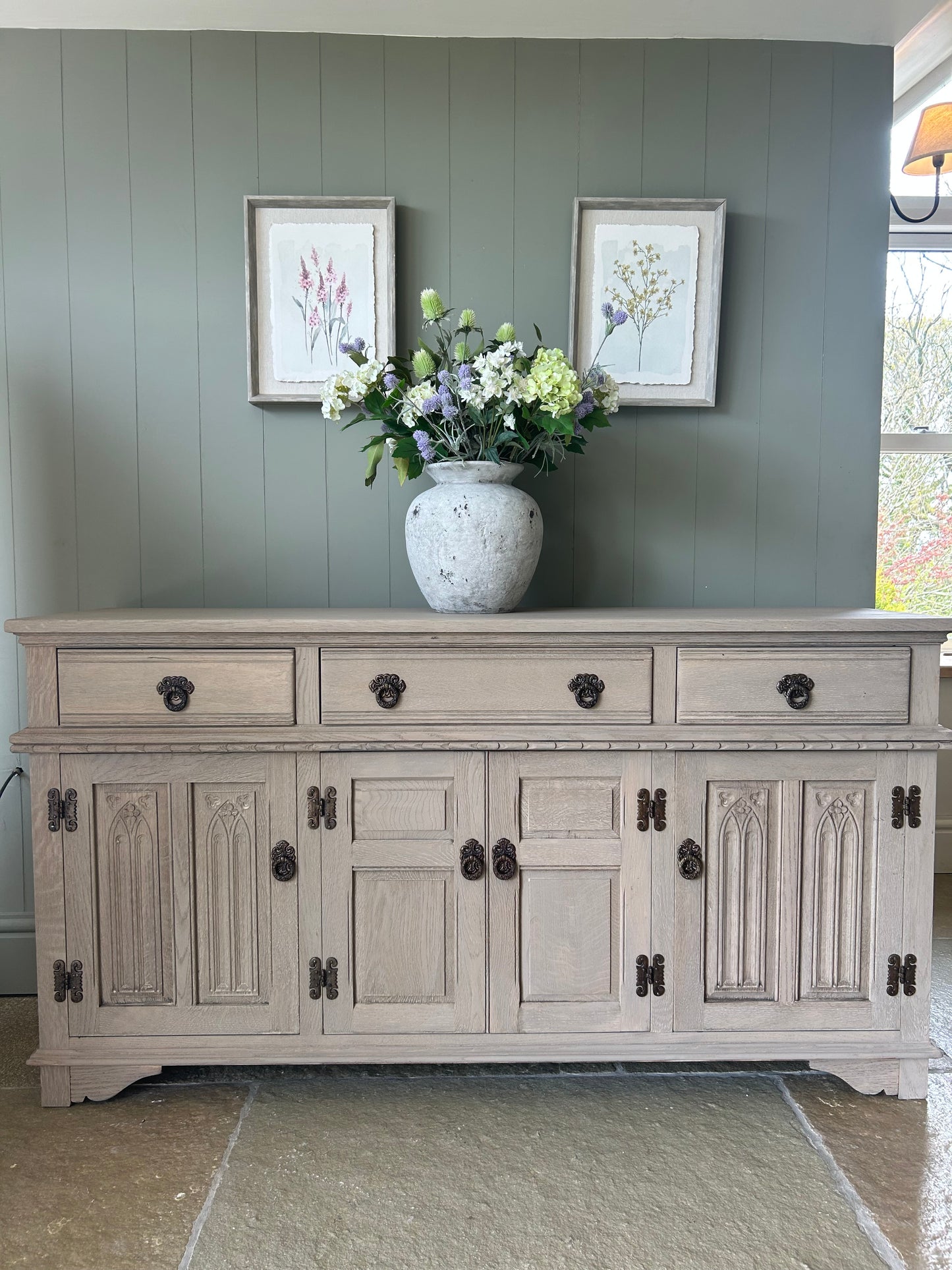 Large Weathered Oak Sideboard