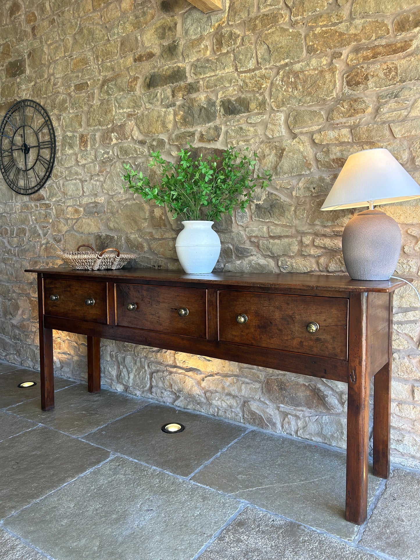 Large Antique Oak Console Table Sideboard