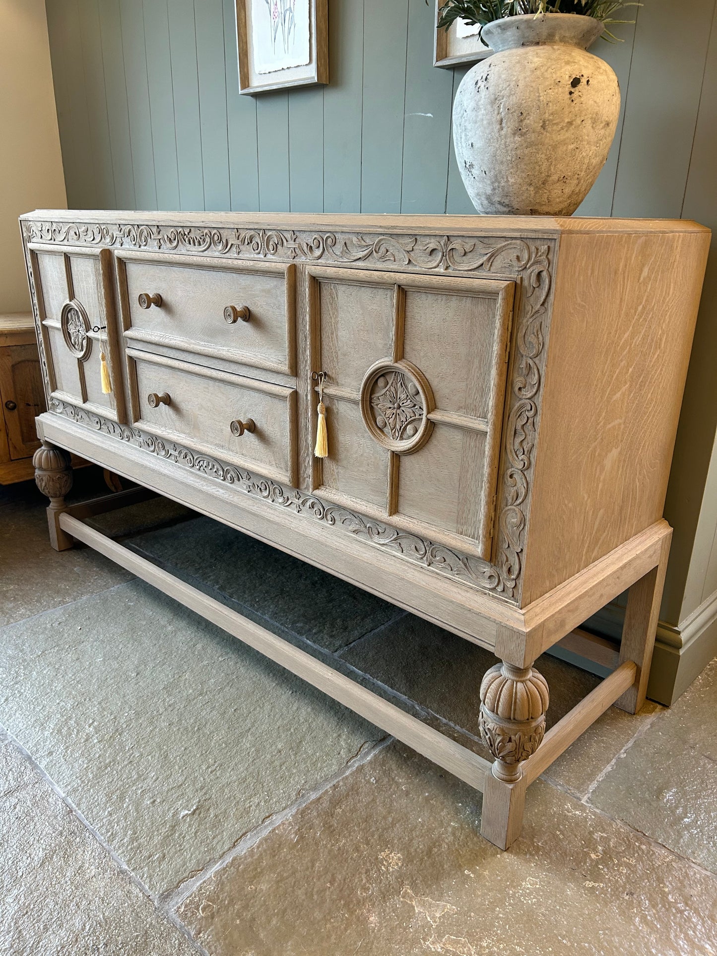 Vintage Weathered Oak Sideboard