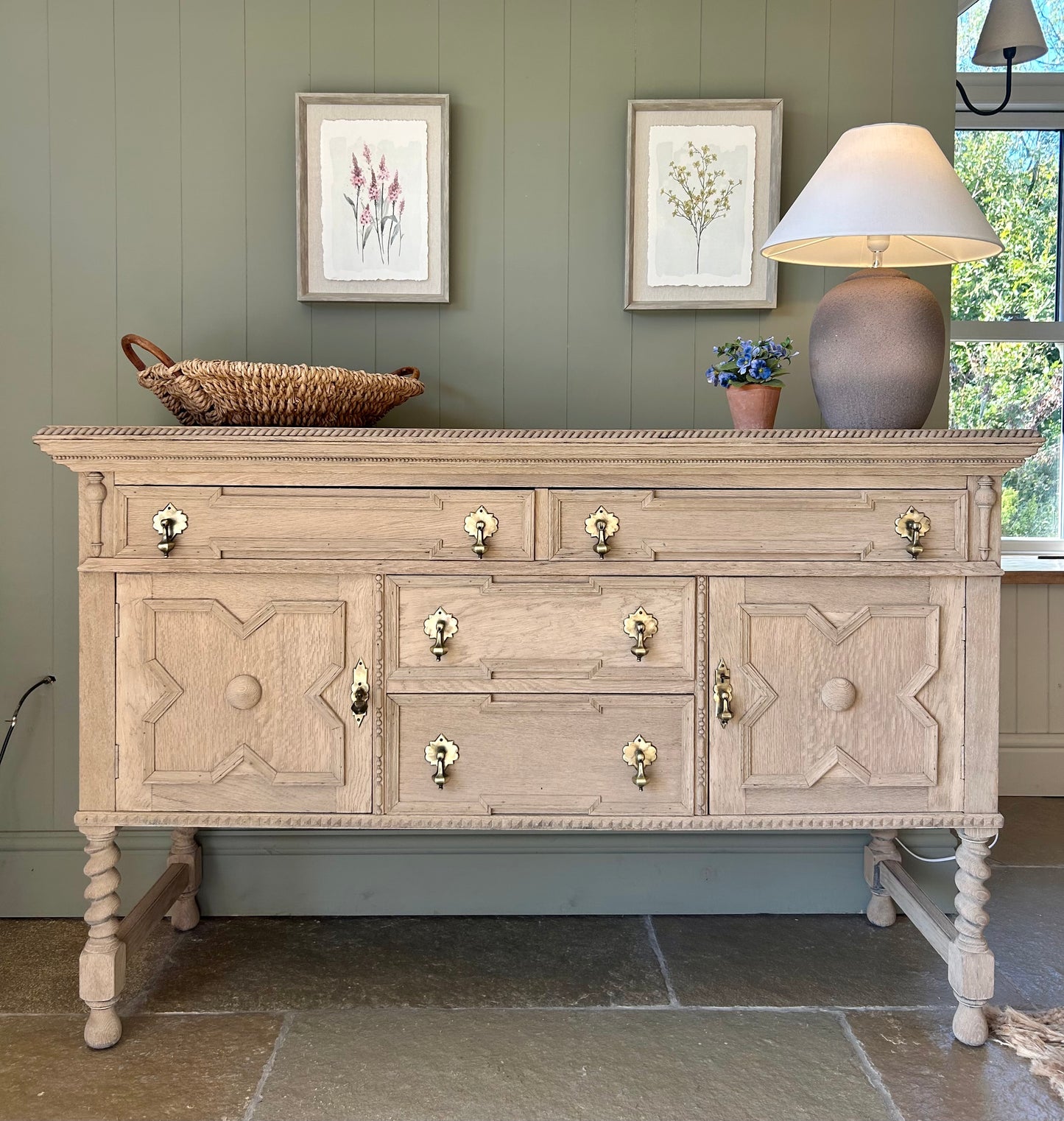 Medium Sized Rustic Raw Oak Sideboard