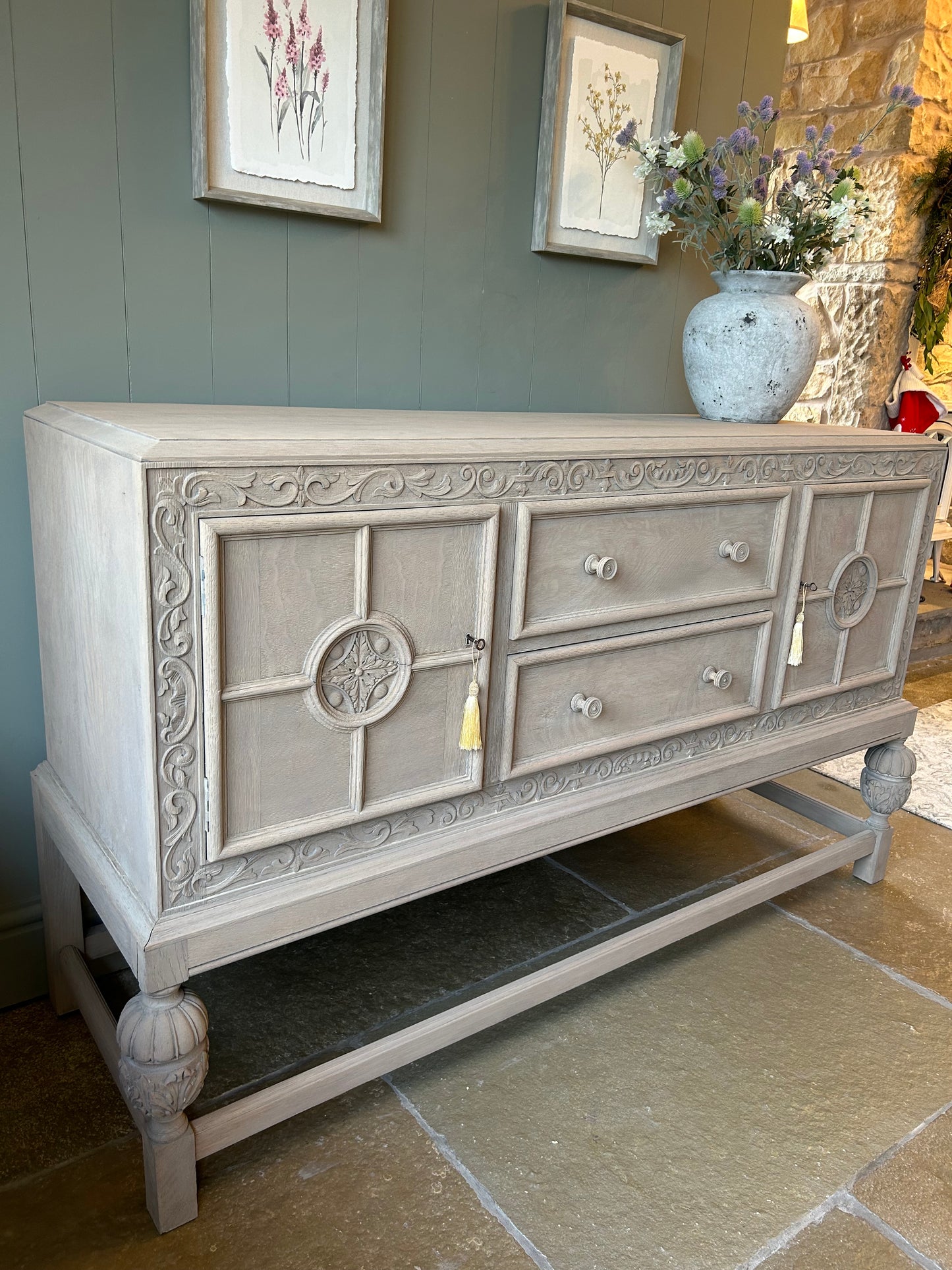 Vintage Weathered Oak Sideboard