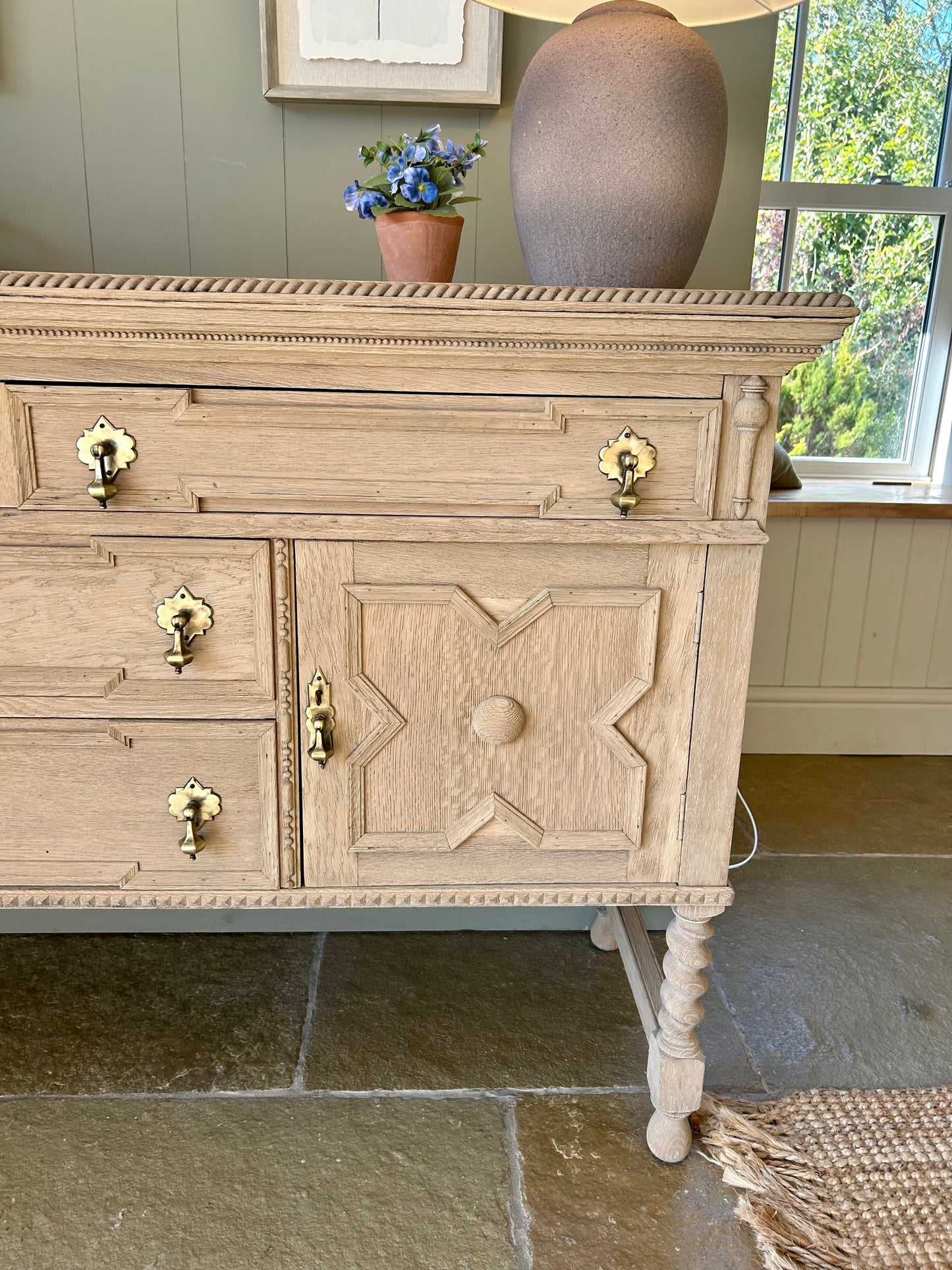 Medium Sized Rustic Raw Oak Sideboard