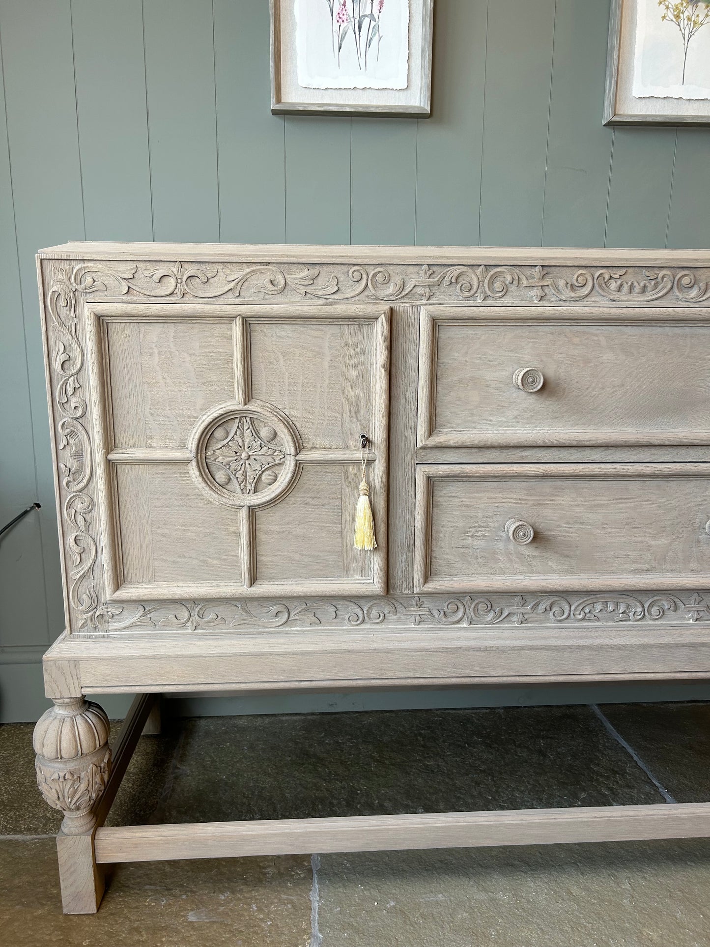 Vintage Weathered Oak Sideboard