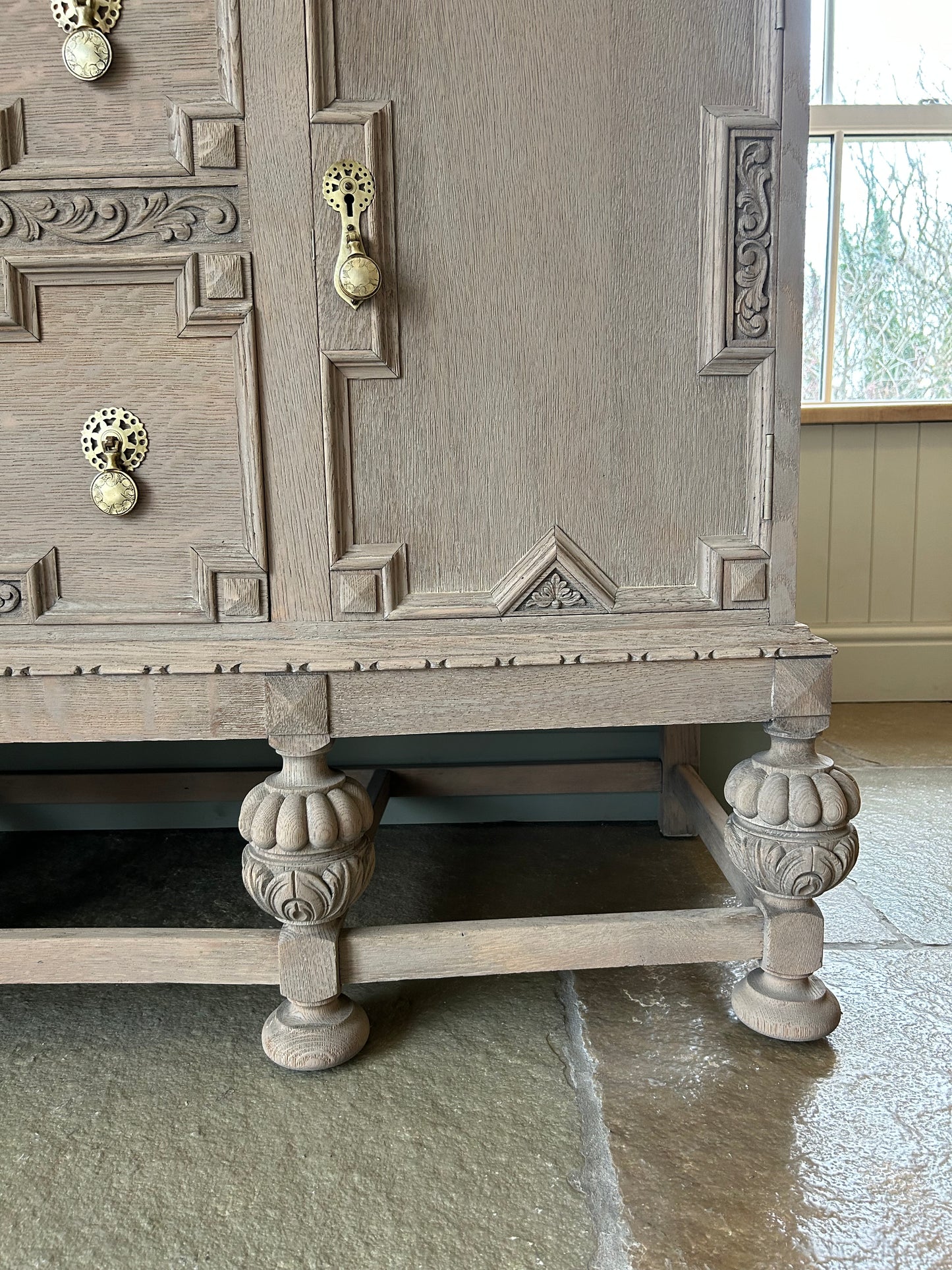 Marble Topped Vintage Sideboard. Medium Sized