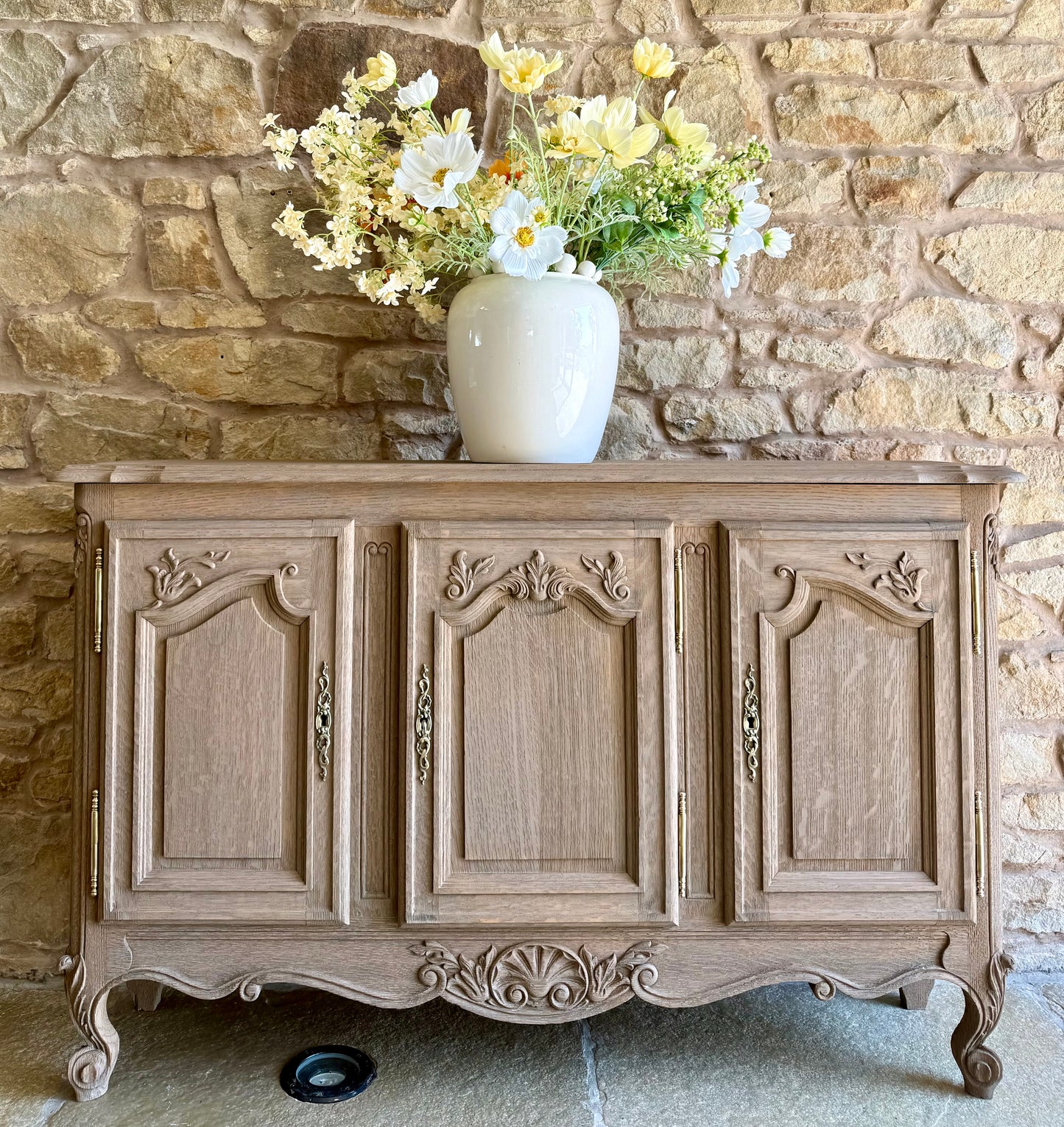 Narrow Vintage Oak Sideboard