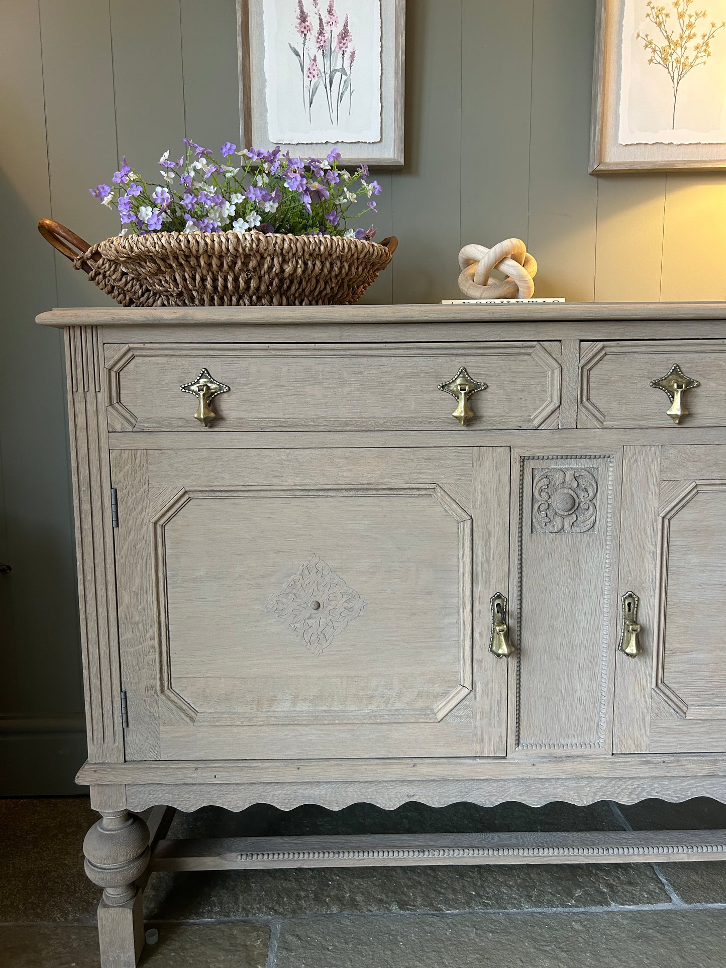 Vintage Weathered Oak Sideboard