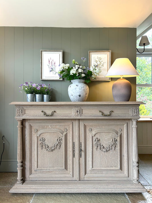 Antique Solid Oak sideboard finished in a weathered oak.