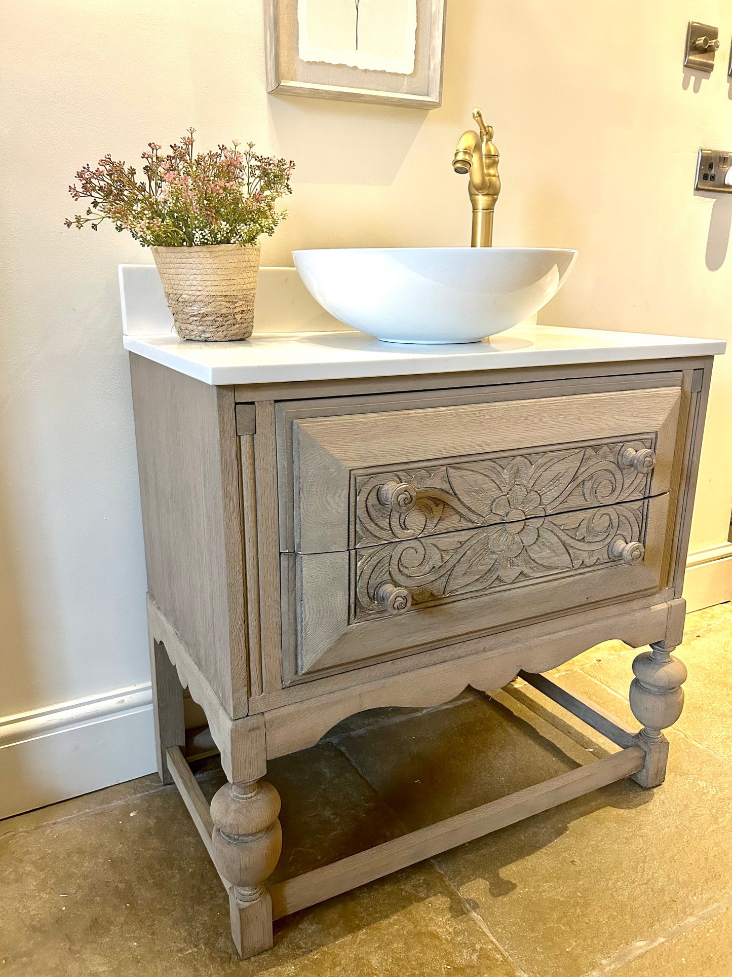 Single Quartz top Vanity Sink 78cm wide