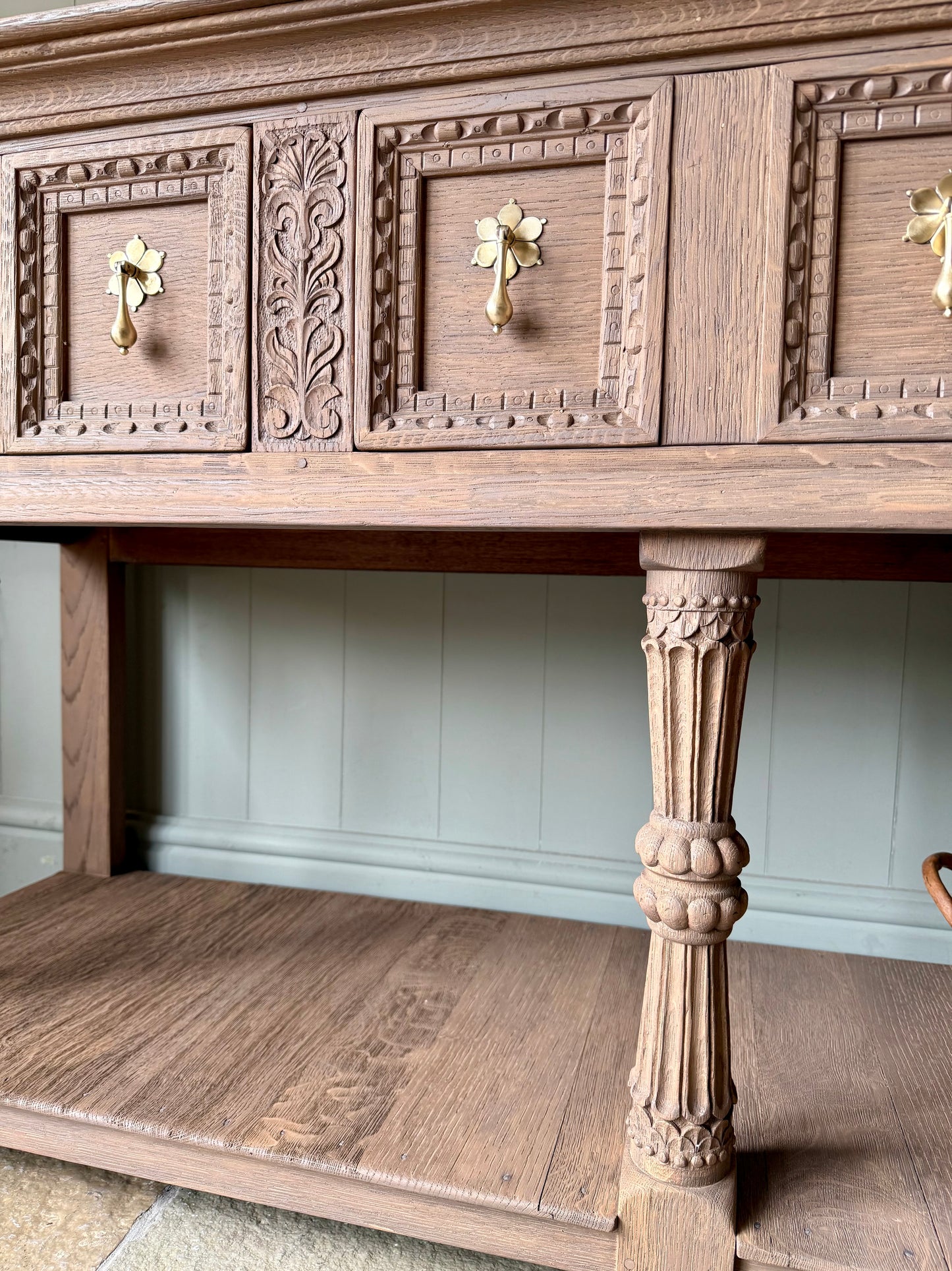 Solid Oak Antique Console Table in Warm Oak (168cm wide)