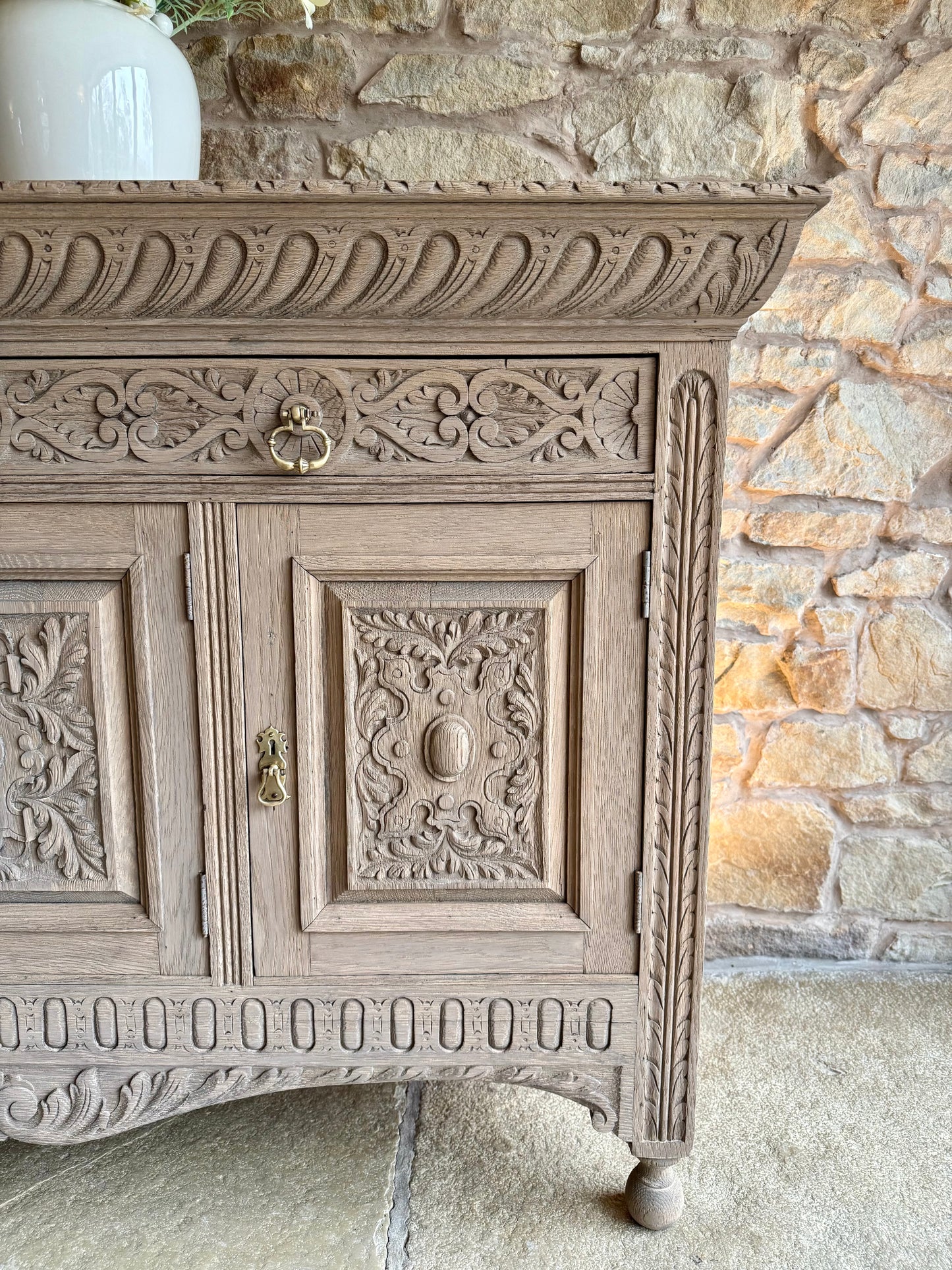 Beautiful Antique Carved Solid Oak Sideboard