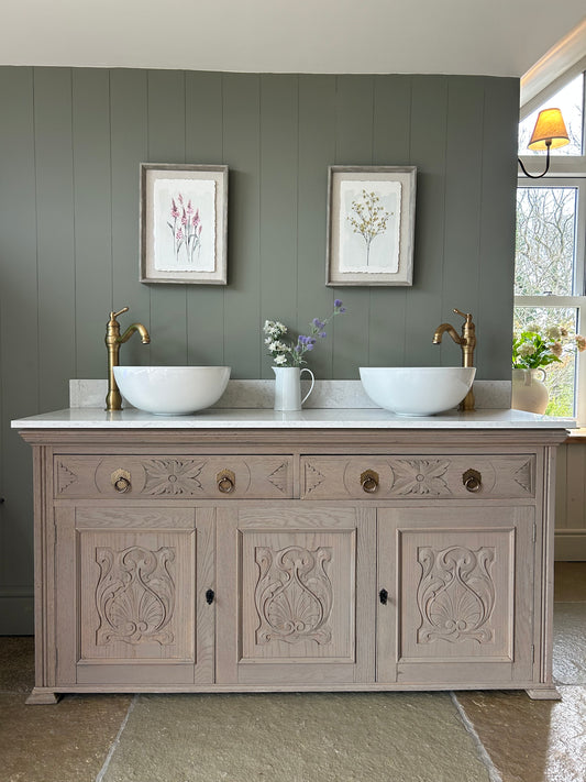 Large Double Vanity Sink Unit with Marble Top