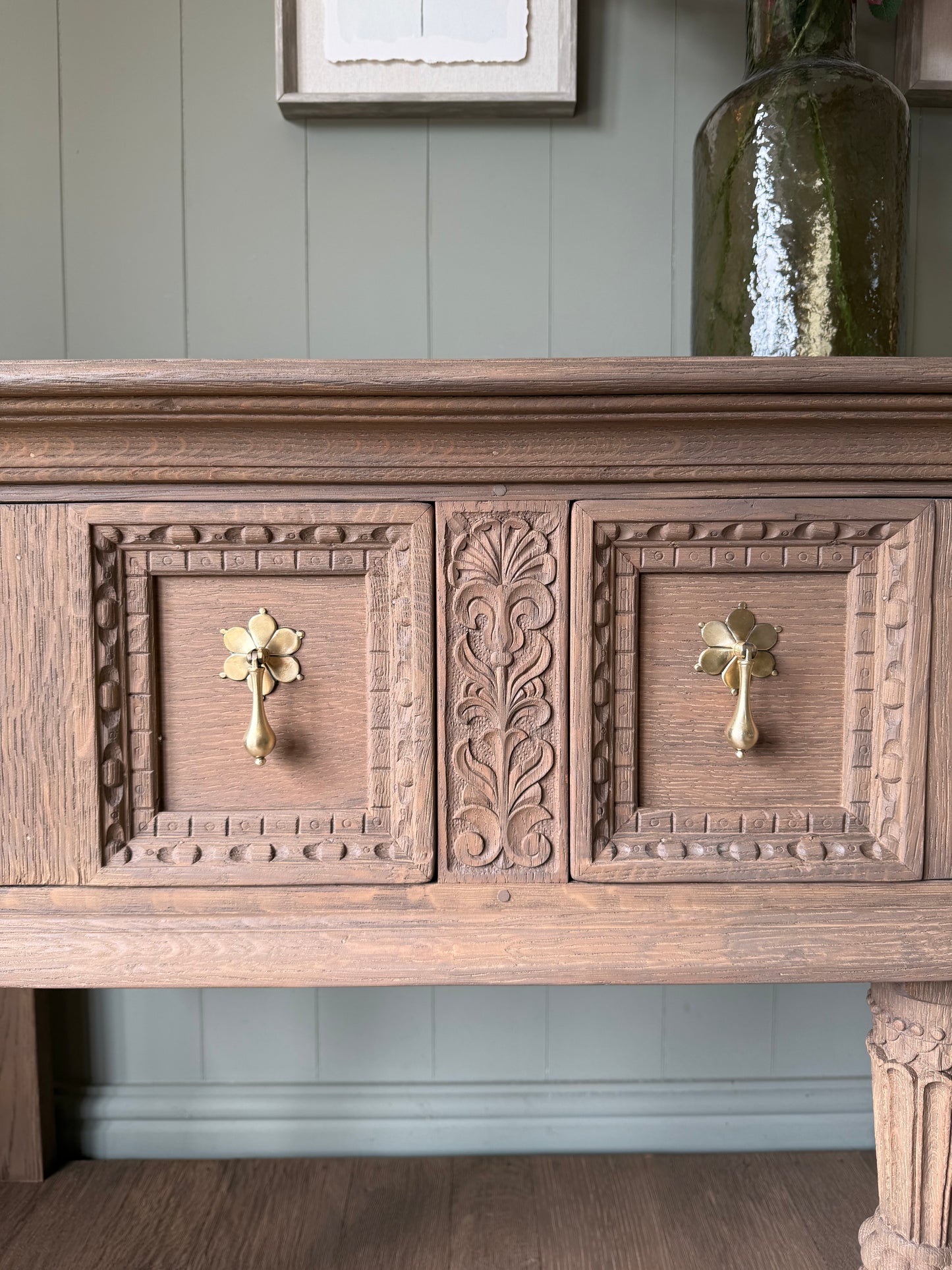 Solid Oak Antique Console Table in Warm Oak (168cm wide)