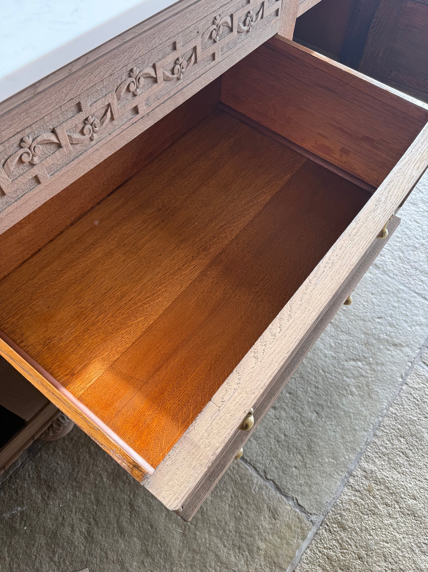 Rustic Large Double Vanity Sink Unit, Quartz top, Upstand and two basins (185cm wide)