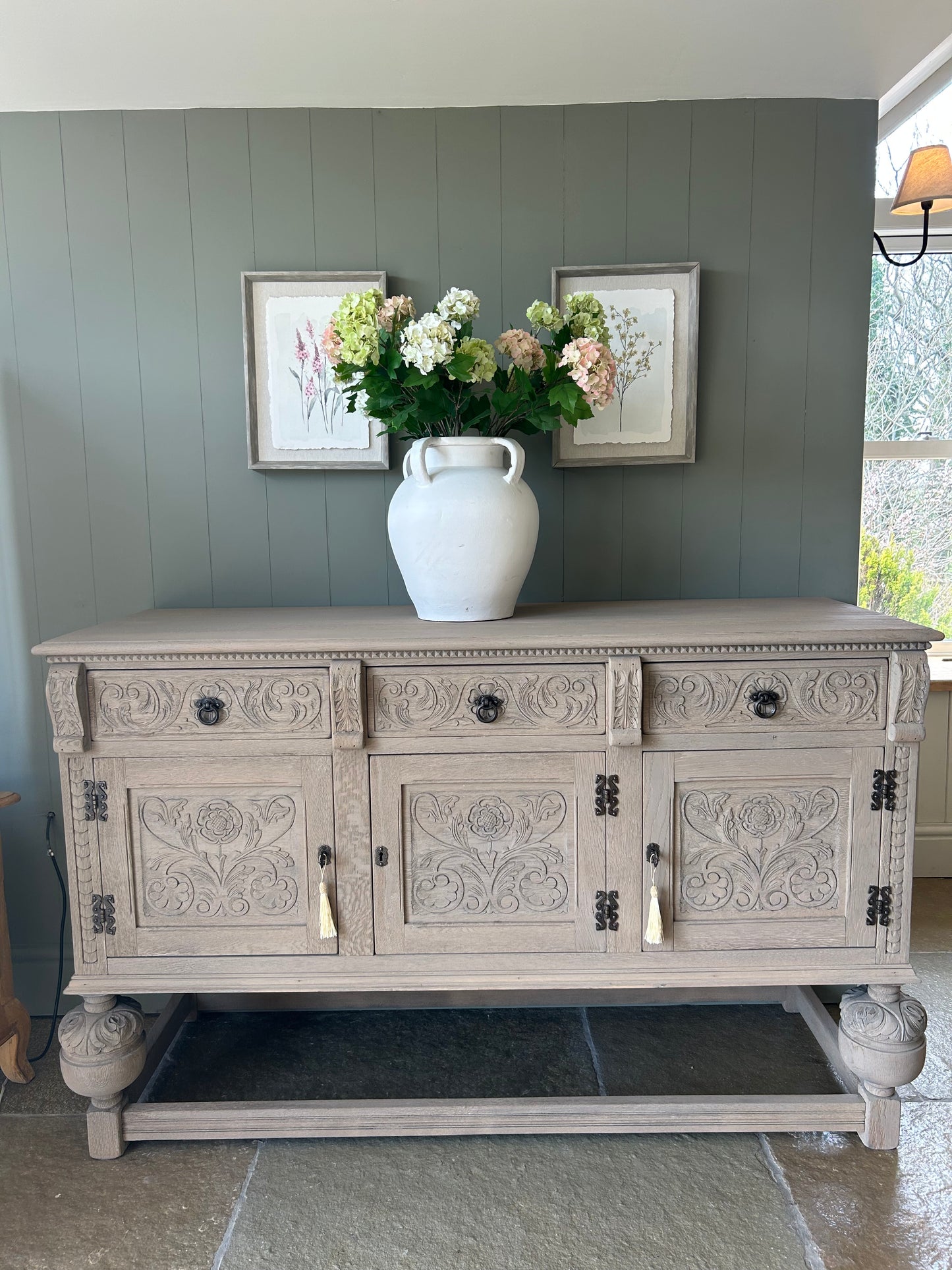 Vintage Weathered Oak Sideboard.