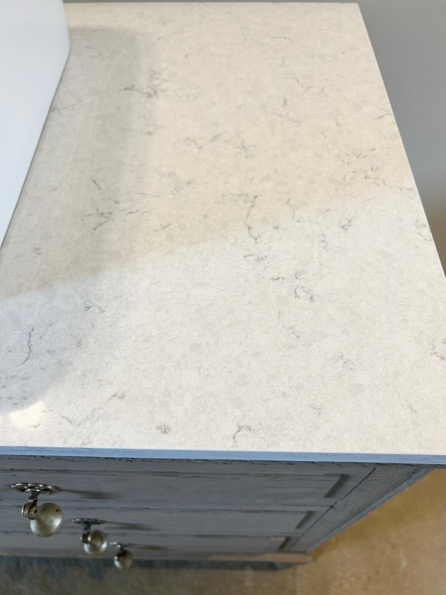 Large vintage Single Marble Quartz top vanity sink