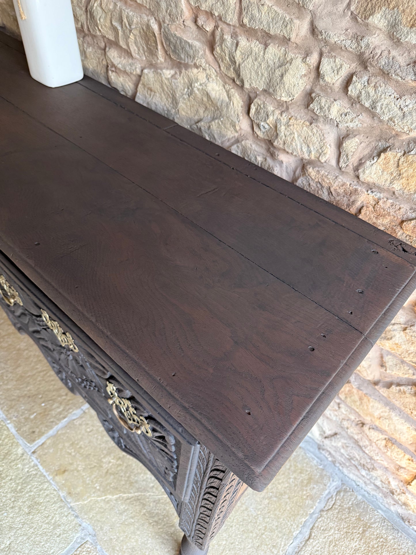 1700s Antique Carved Oak Console Table